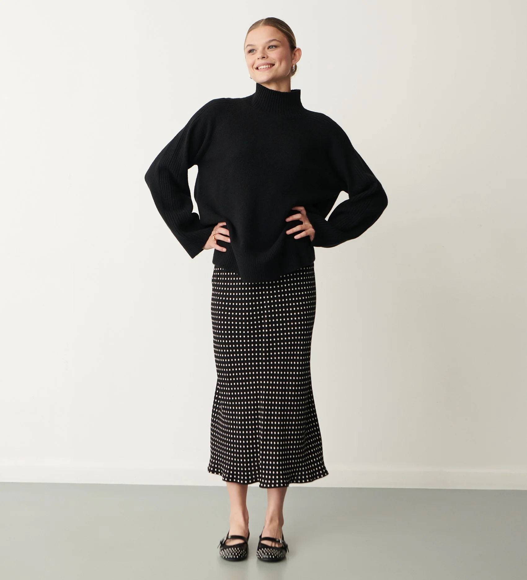 Evelyn Black Polka Dot Skirt - Image 3
