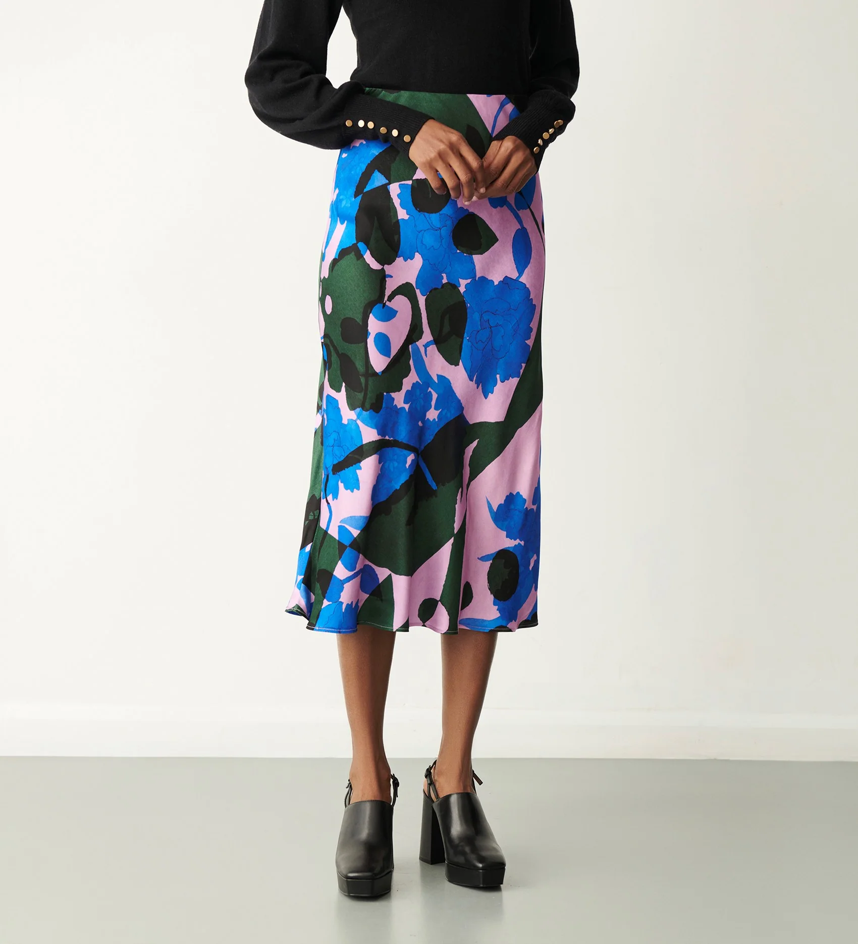 Evelyn Pink Floral Midi Skirt - Image 3