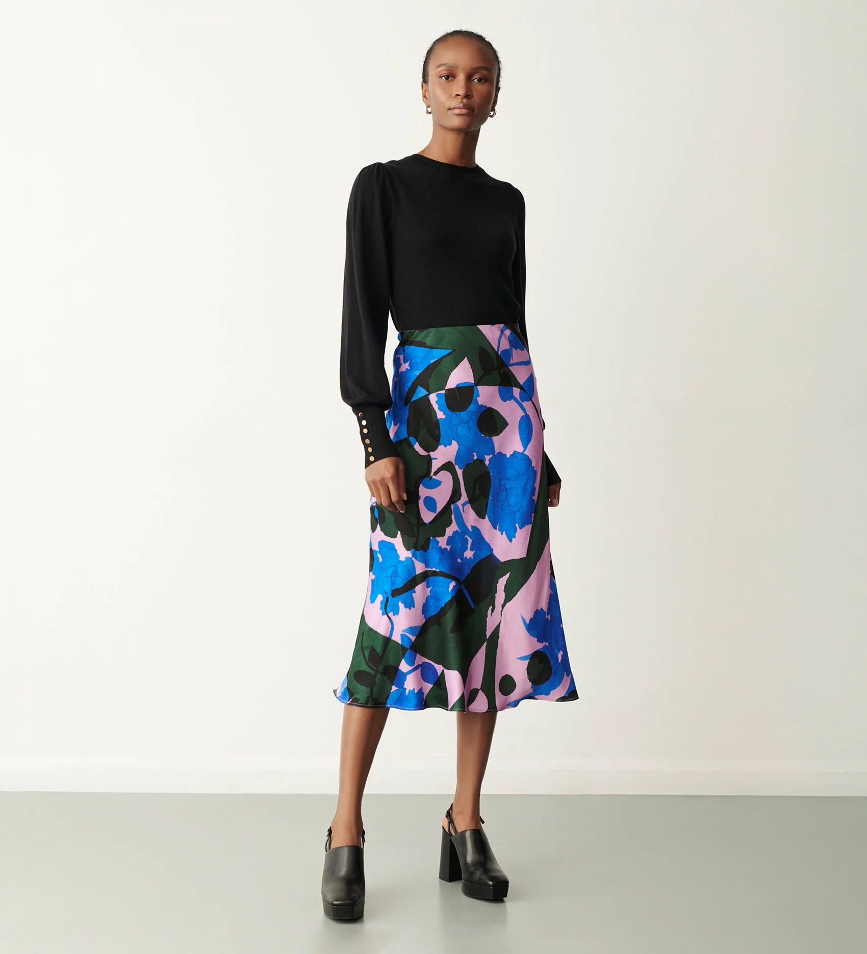 Evelyn Pink Floral Midi Skirt - Image 4