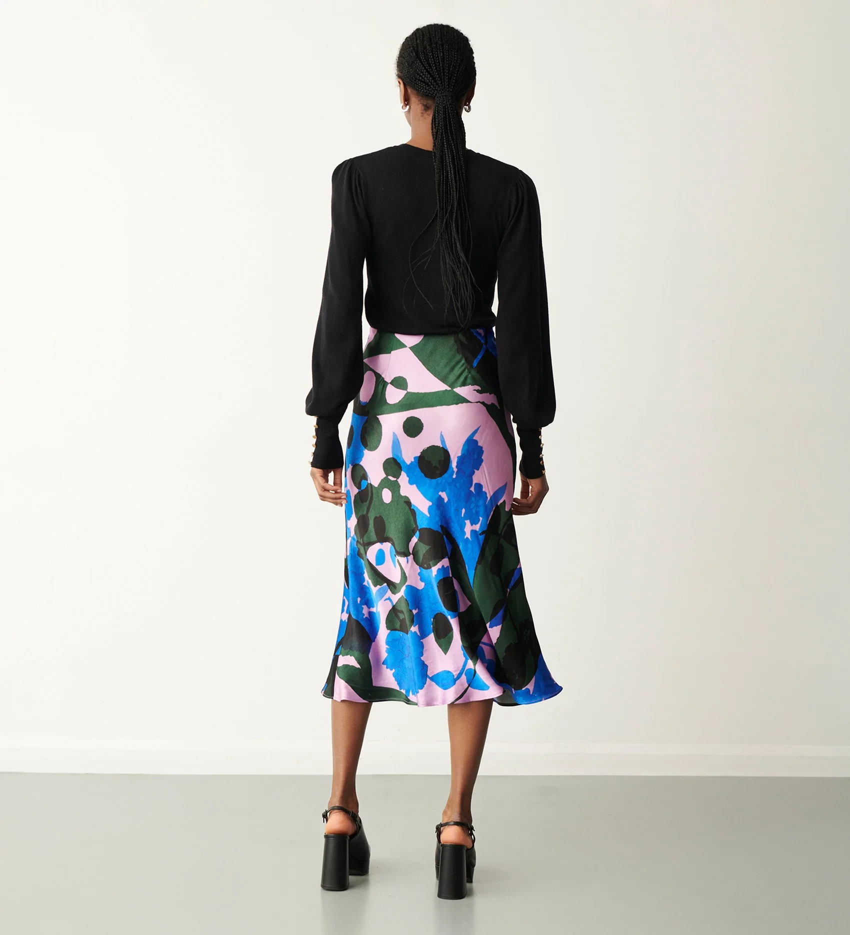 Evelyn Pink Floral Midi Skirt - Image 5
