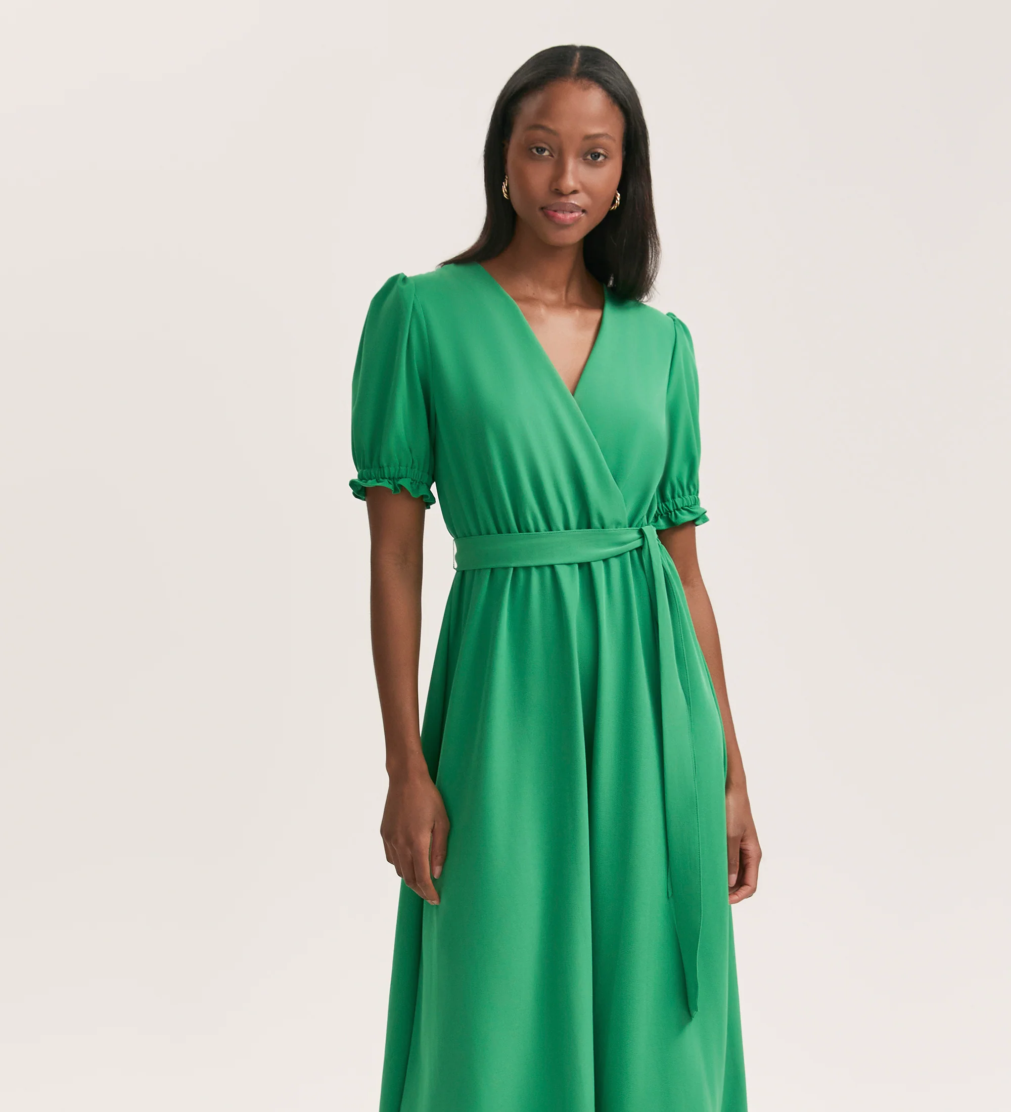 Everleigh Green Crepe Midi Dress - Image 3