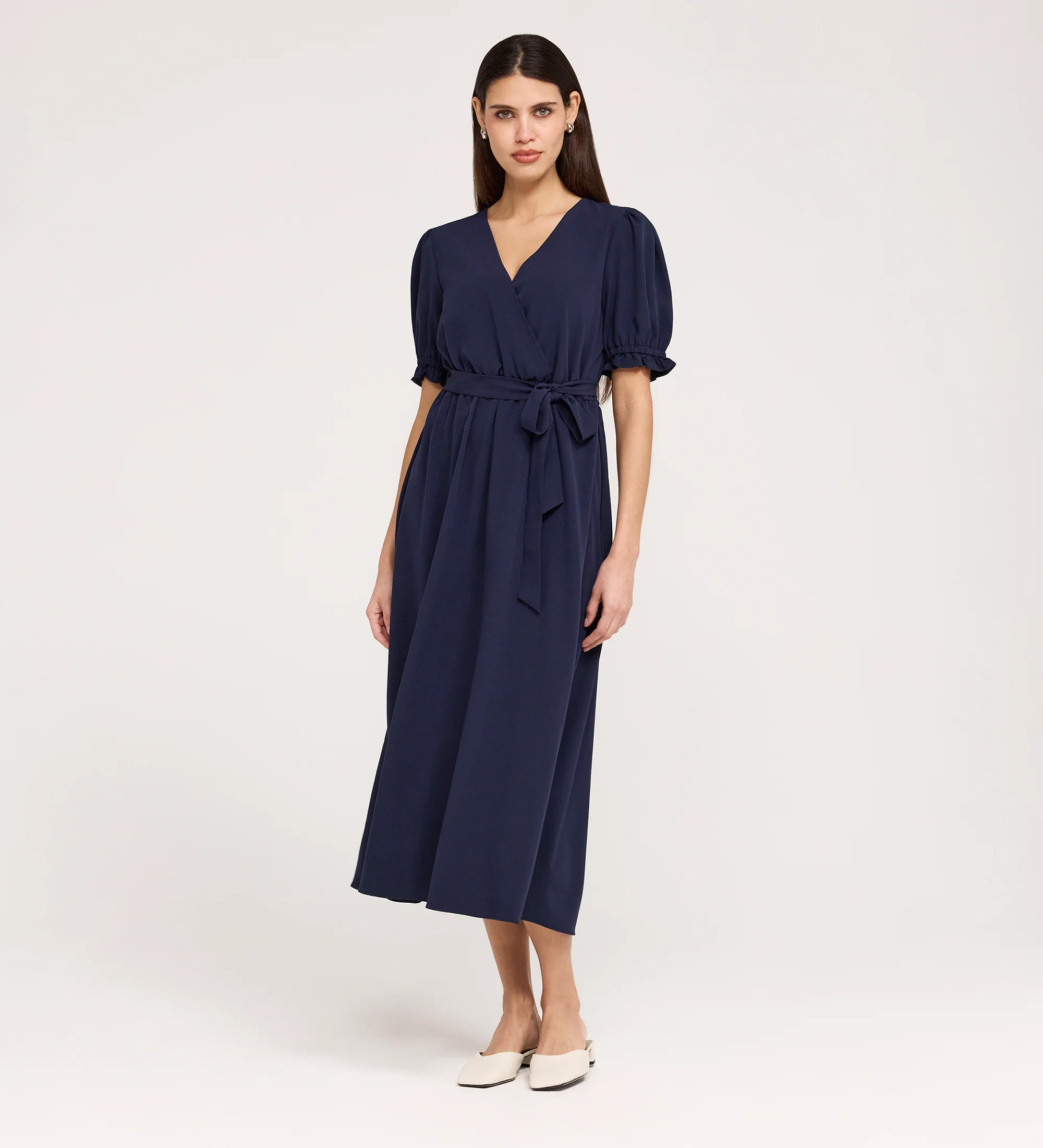 Everleigh Navy Crepe Midi Dress - Image 3