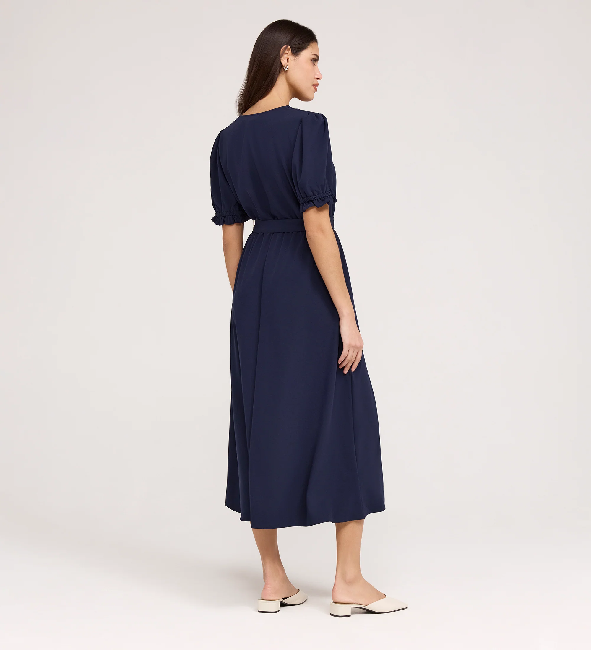 Everleigh Navy Crepe Midi Dress - Image 5