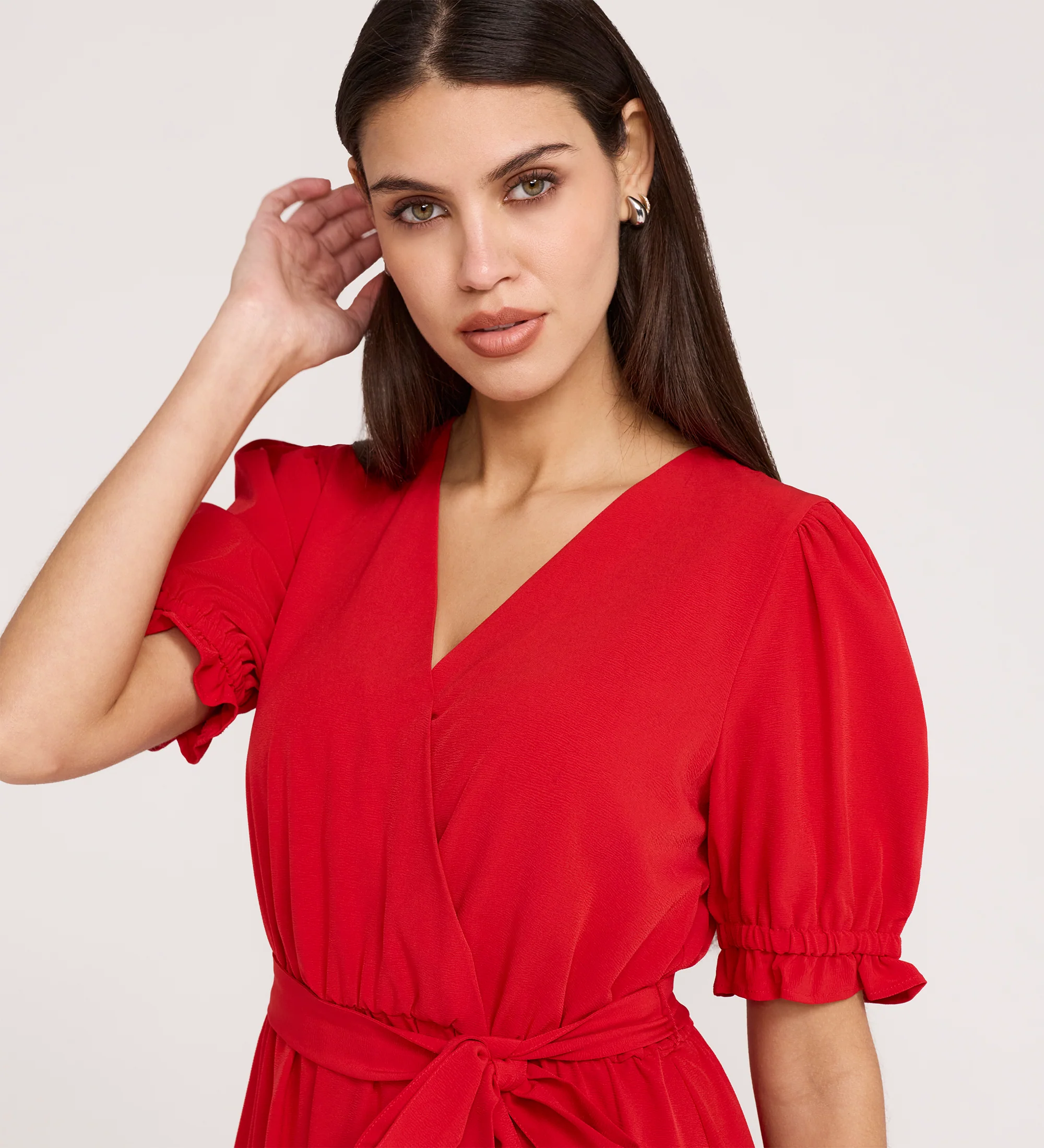 Everleigh Red Crepe Midi Dress - Image 2