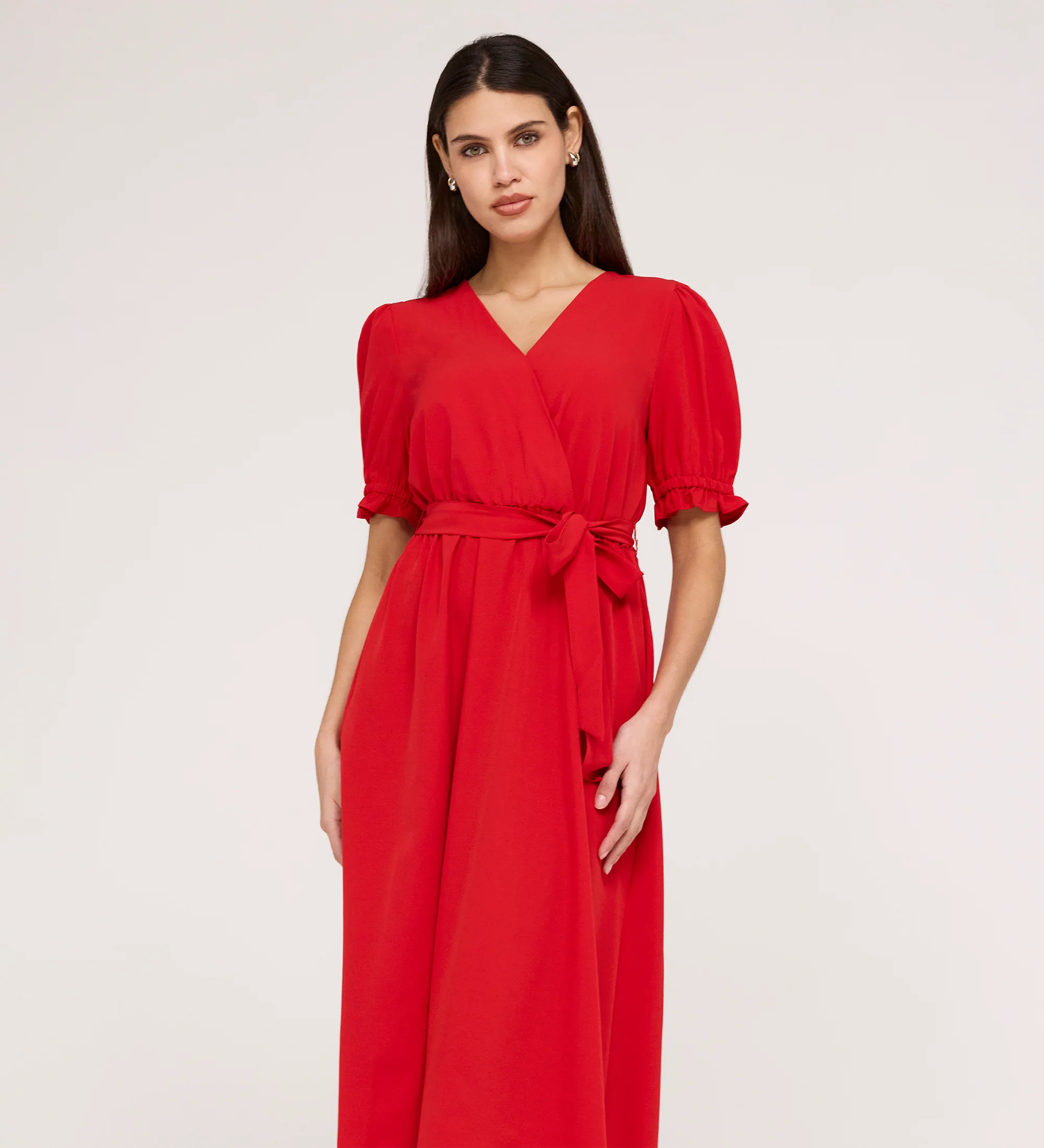 Everleigh Red Crepe Midi Dress - Image 3