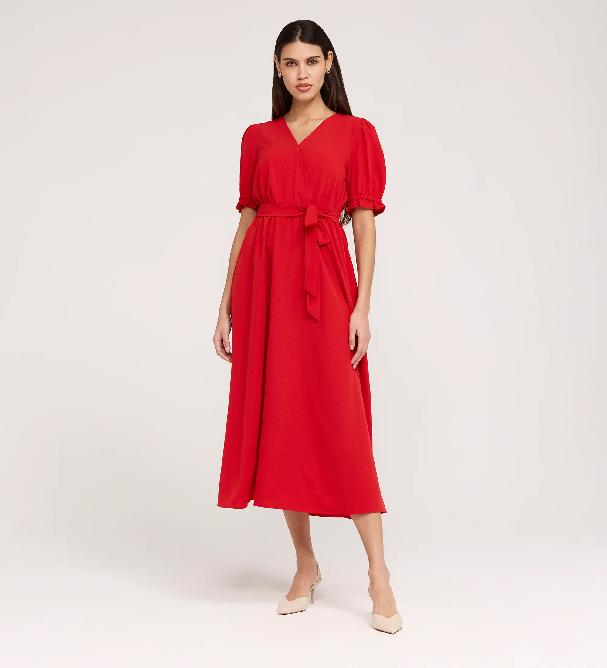 Everleigh Red Crepe Midi Dress - Image 5