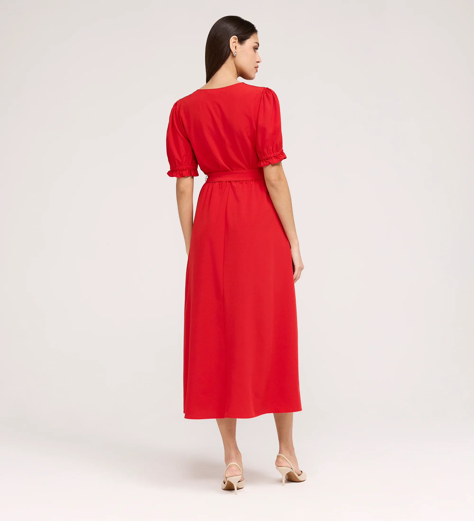 Everleigh Red Crepe Midi Dress - Image 6