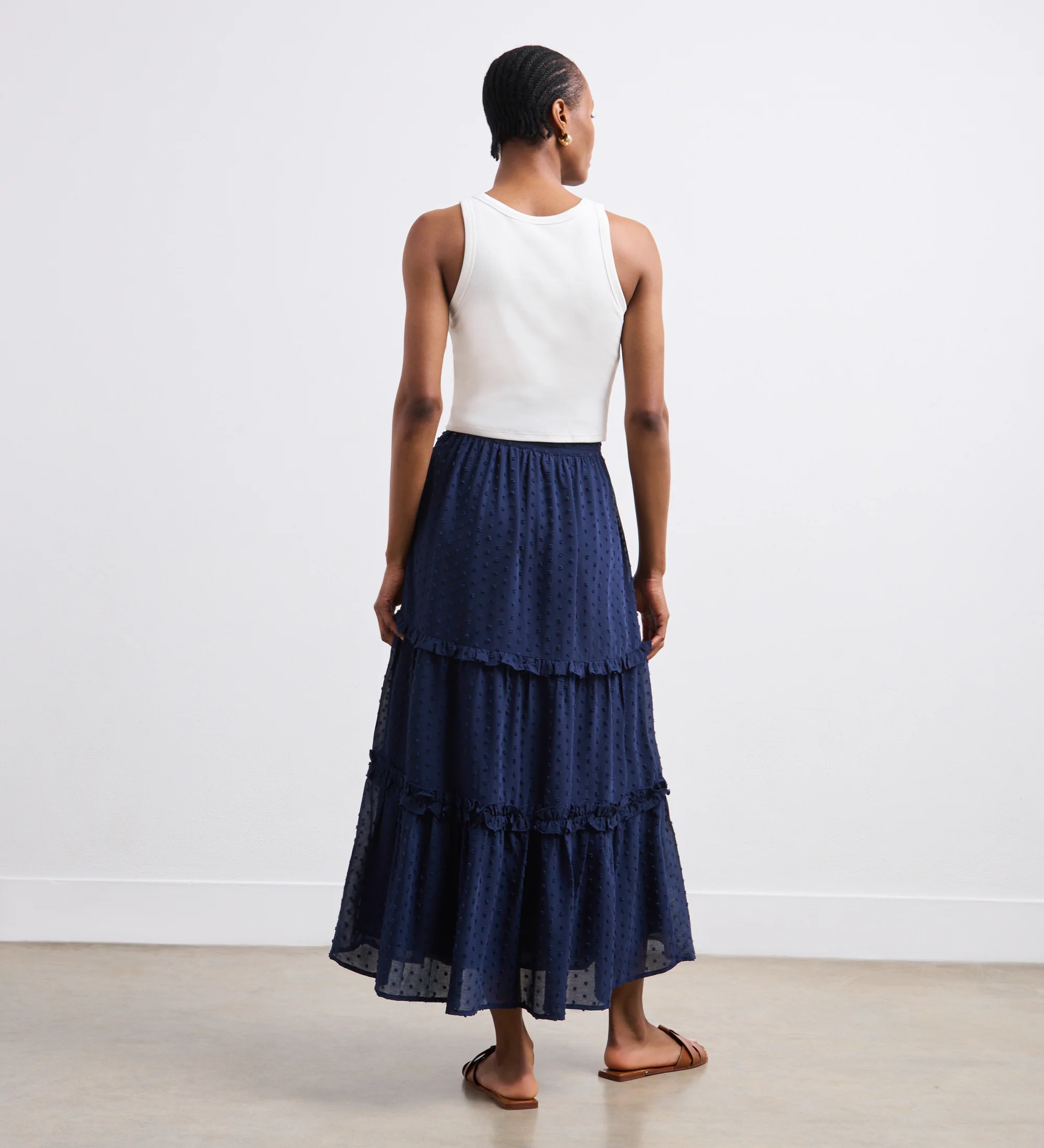 Everley Navy Midi Skirt - Image 4