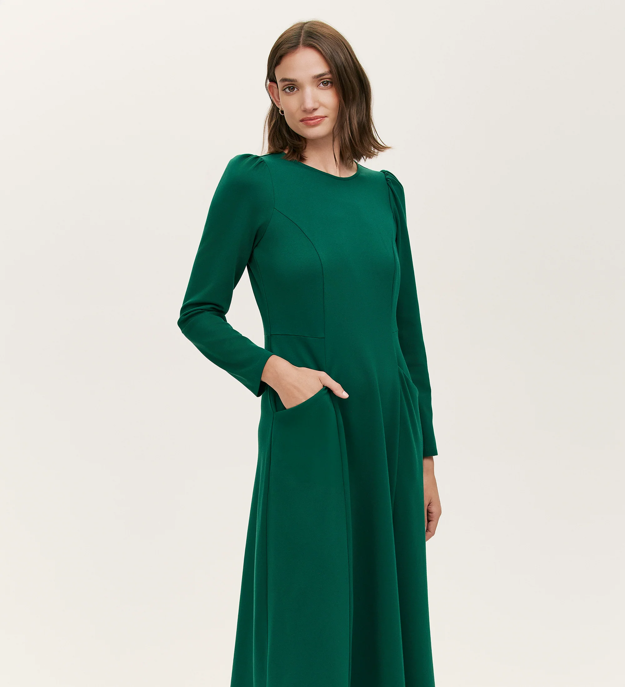 Felice Bottle Green Ponte Jersey Midi Dress - Image 4