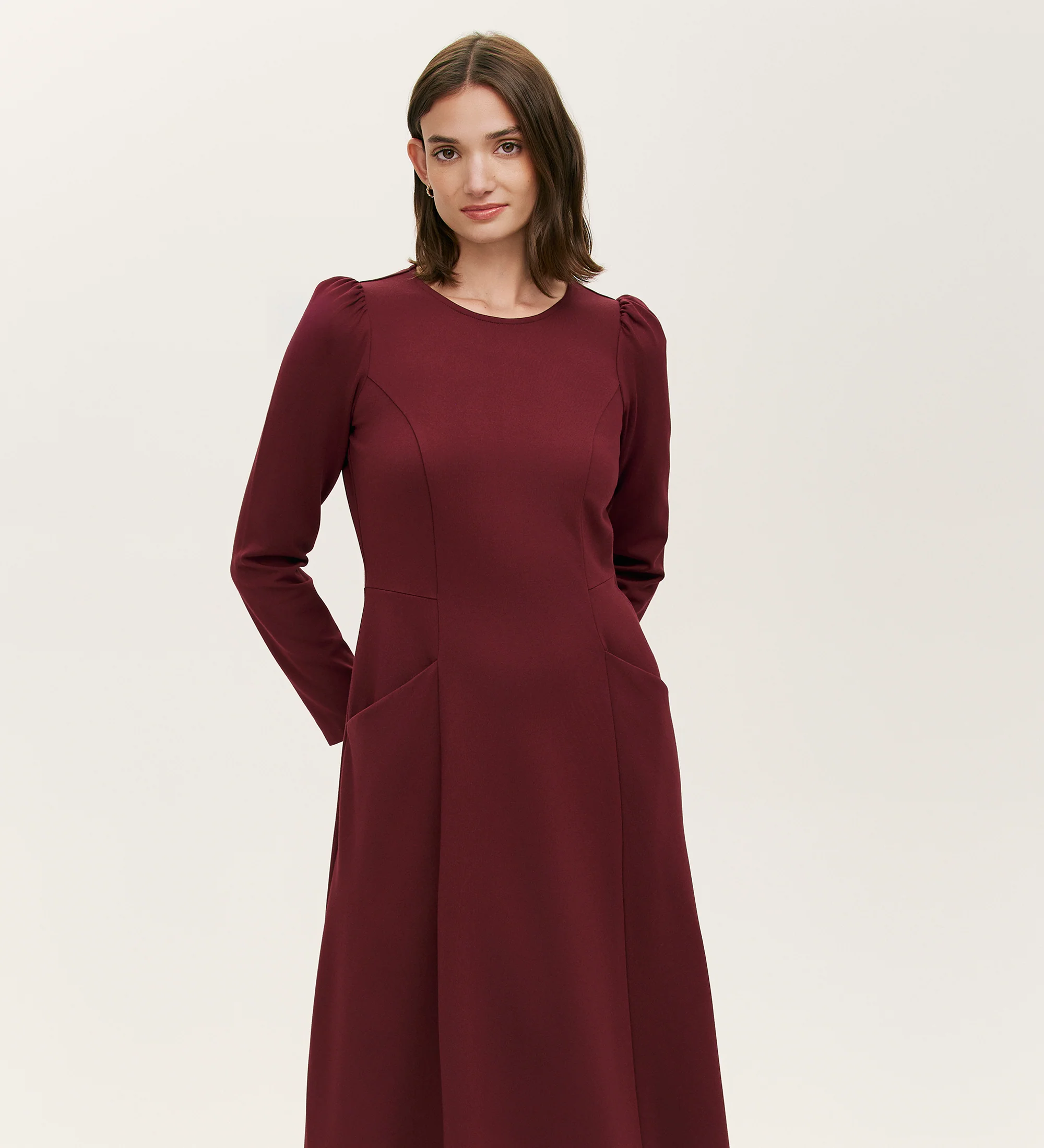 Felice Burgundy Ponte Jersey  Midi Dress - Image 3