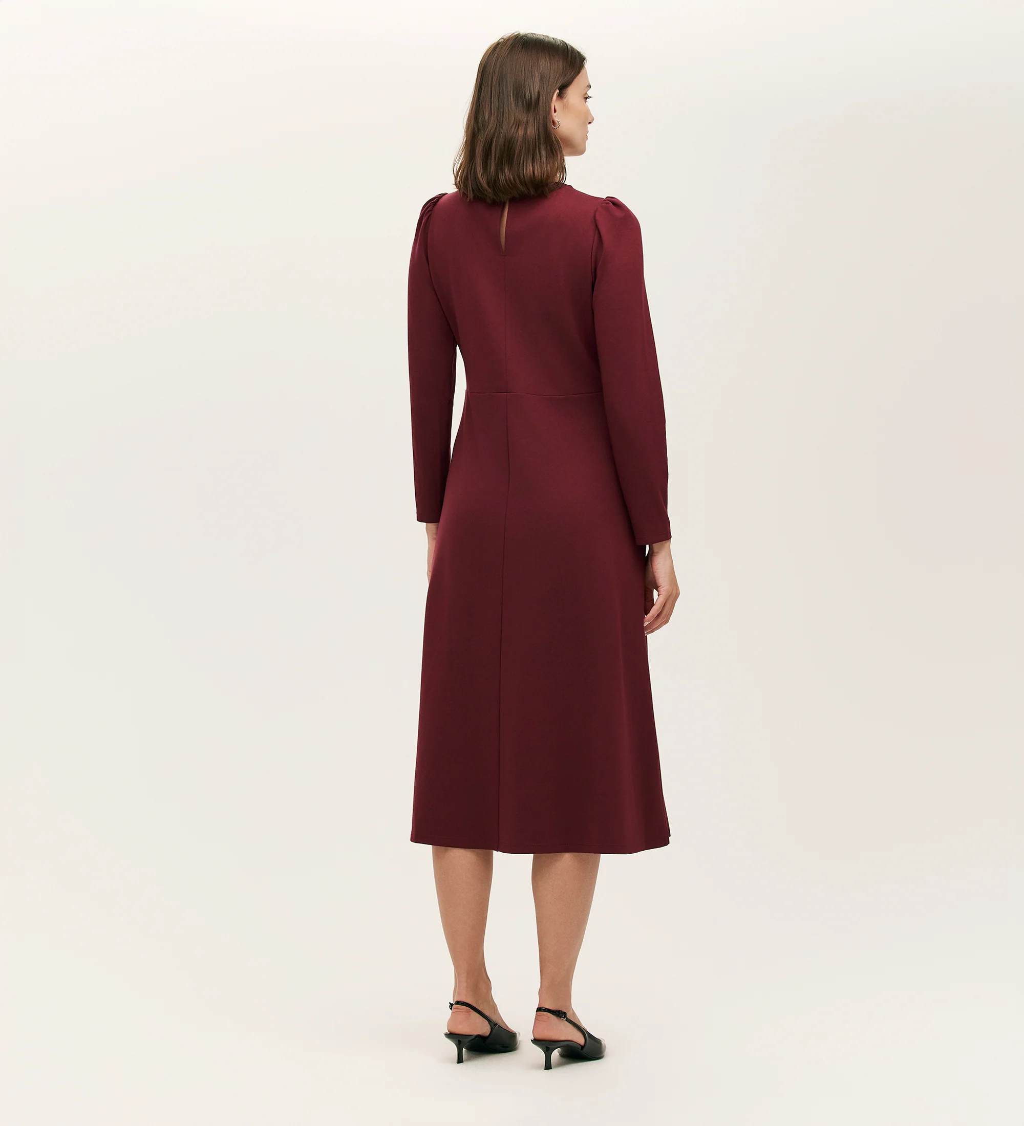 Felice Burgundy Ponte Jersey  Midi Dress - Image 4