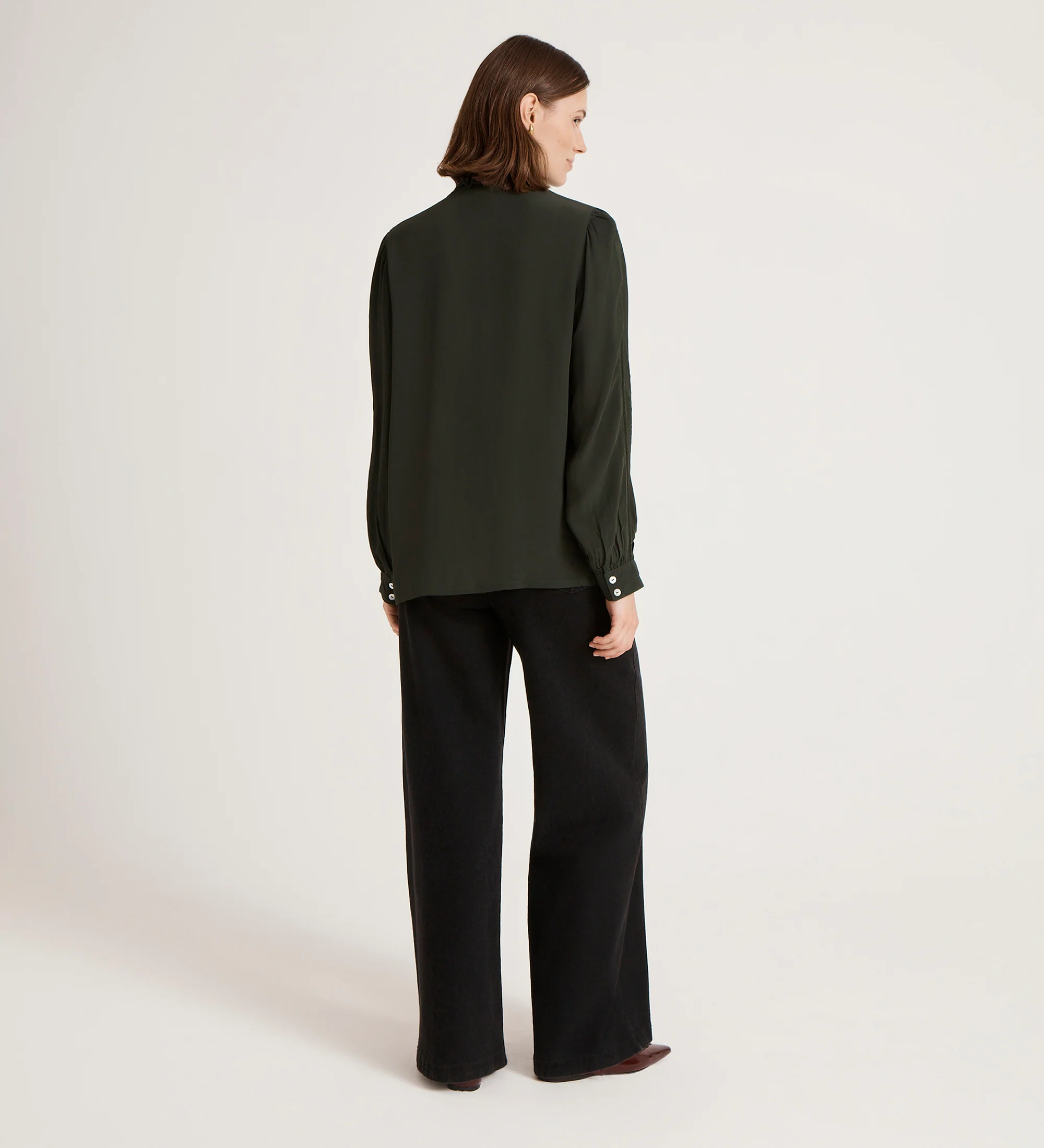 Flora Forest Green Crepe Blouse - Image 5