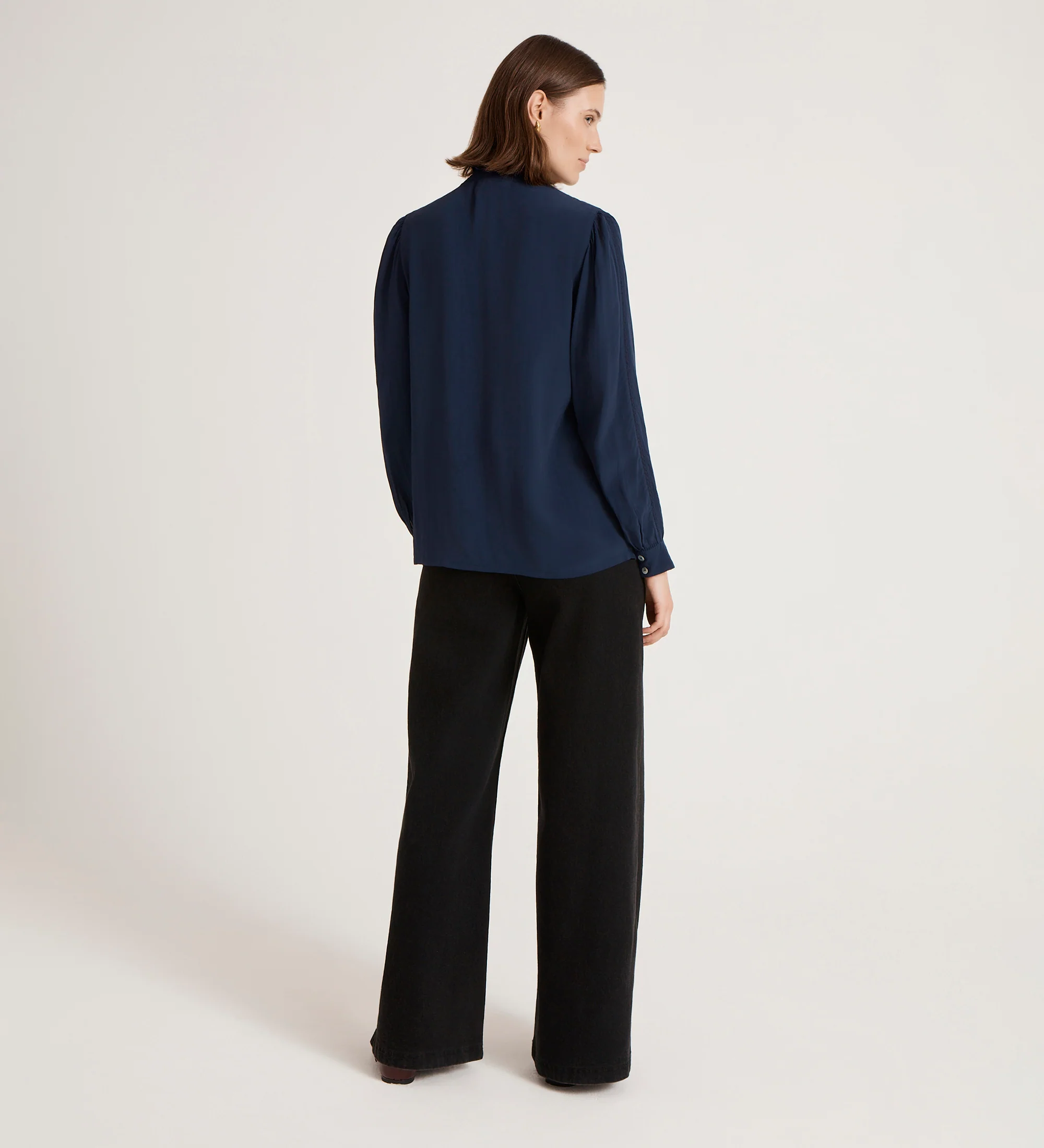 Flora Navy Crepe Blouse - Image 5