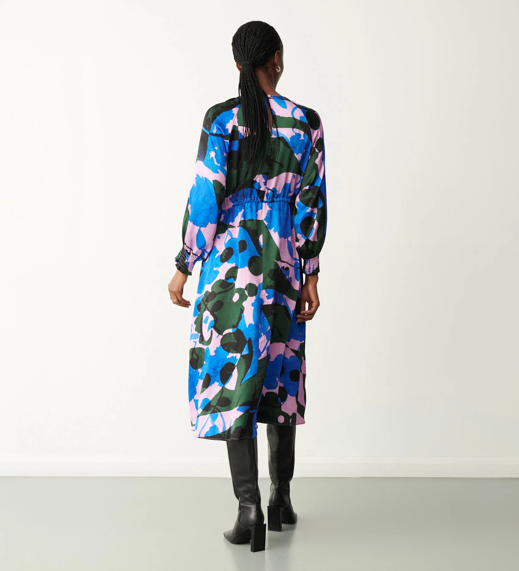Florian Pink Floral Midi Dress - Image 4