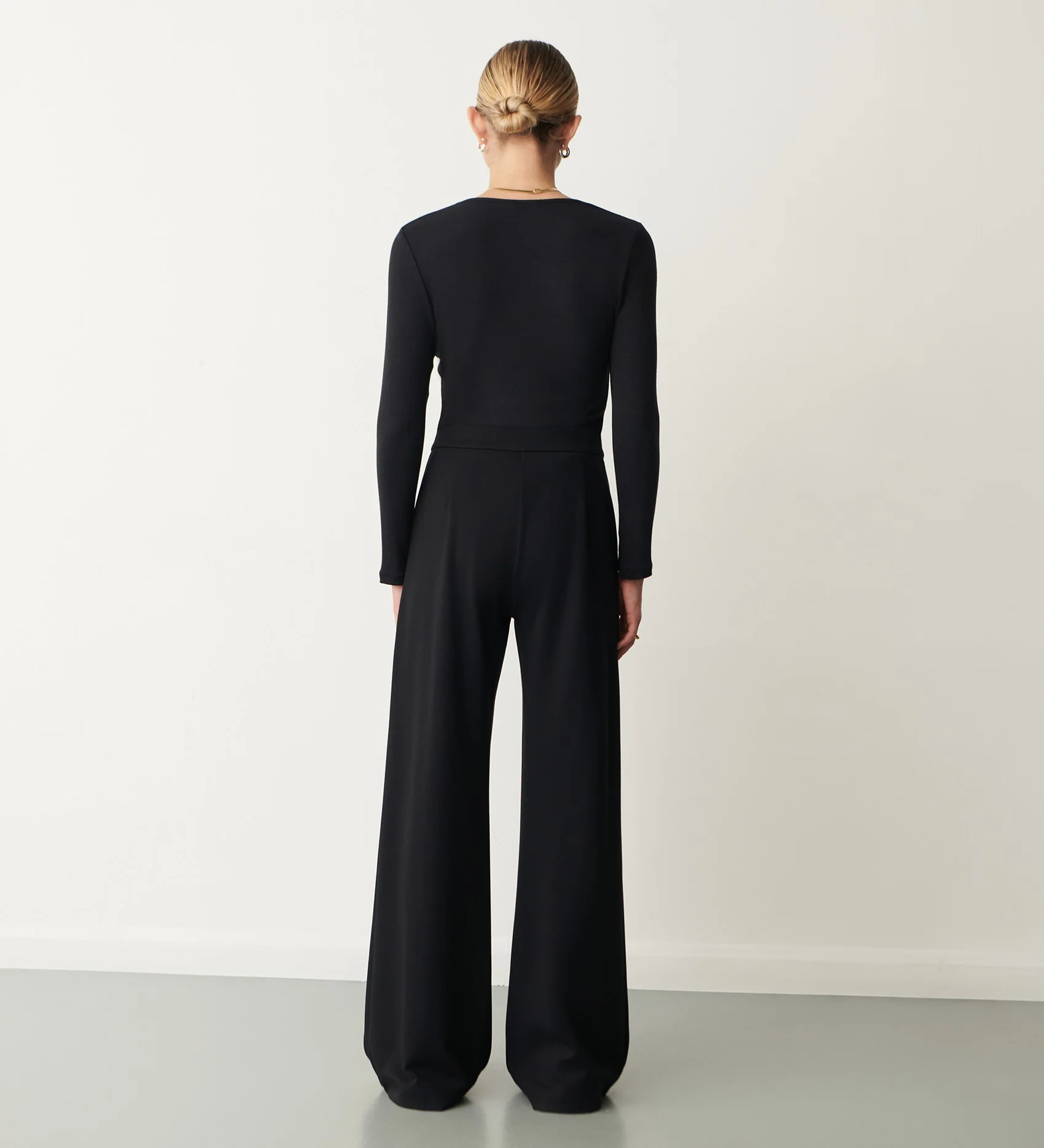 Frankie Black Ponte Jersey Wide Leg Trousers - Image 4