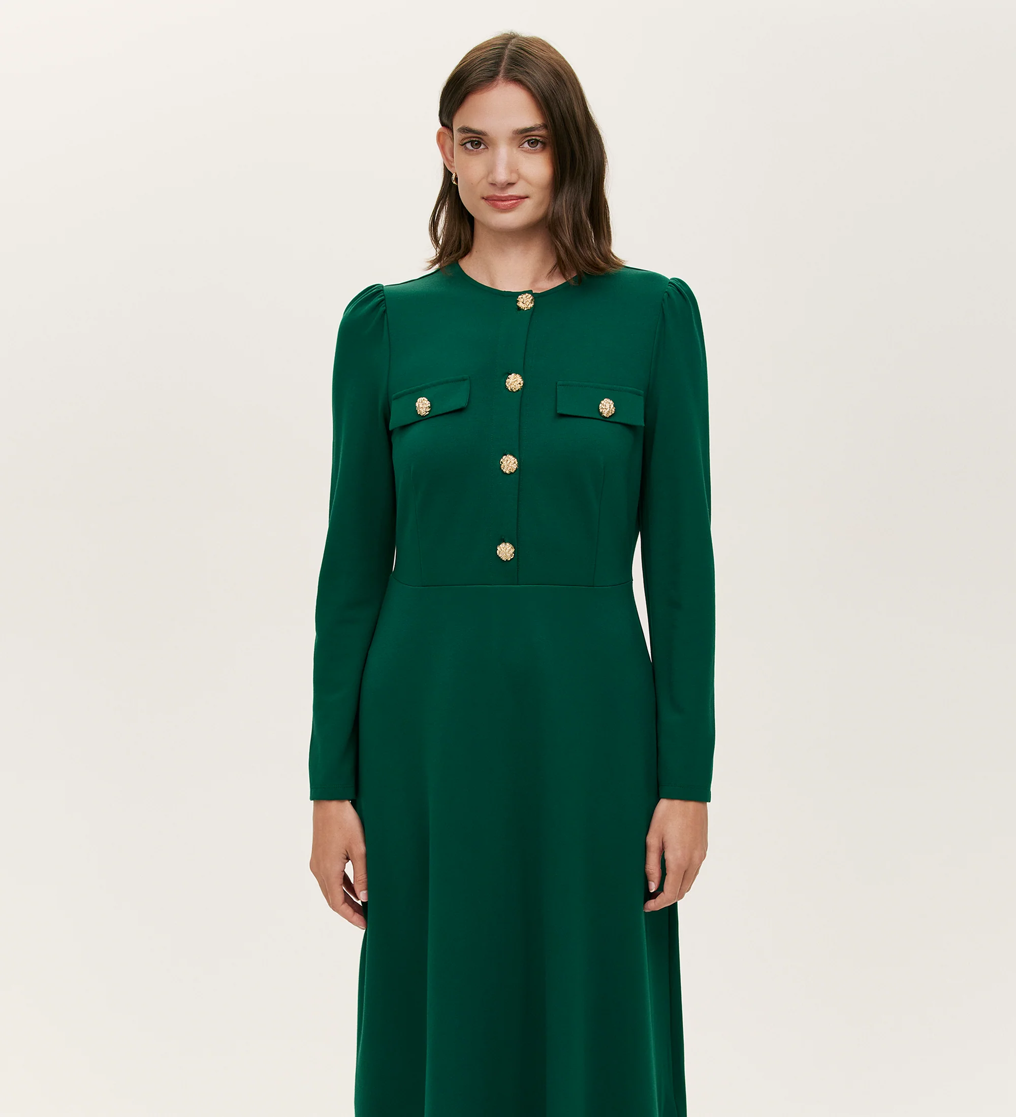 Gilly Bottle Green Ponte Jersey Midi Dress - Image 3