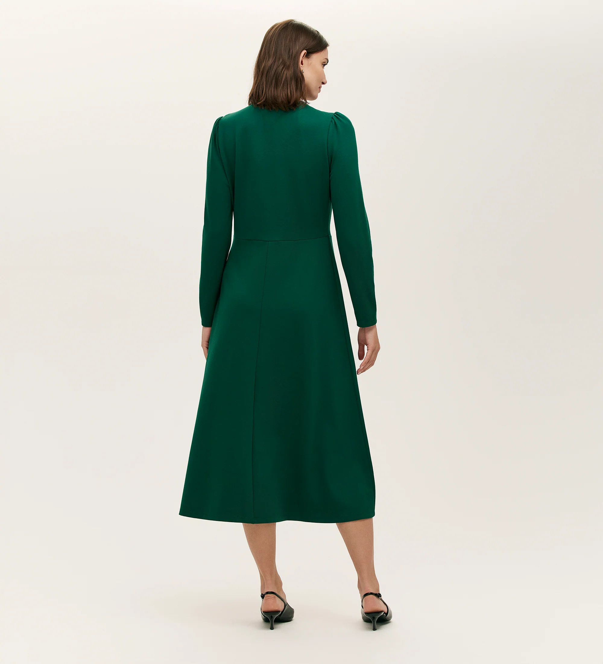 Gilly Bottle Green Ponte Jersey Midi Dress - Image 5