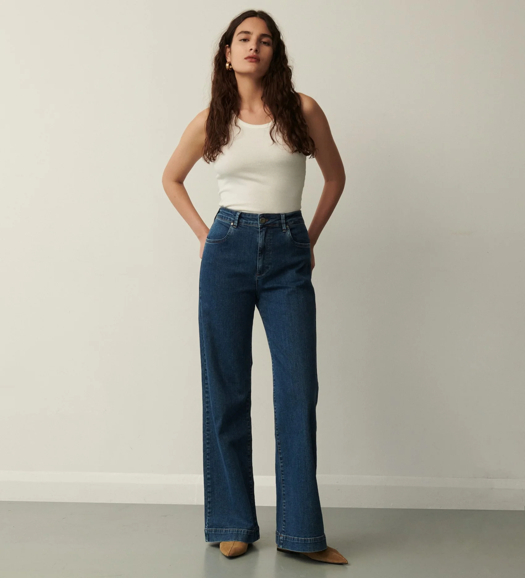 Gio Denim Blue Wide Leg Jeans - Image 2