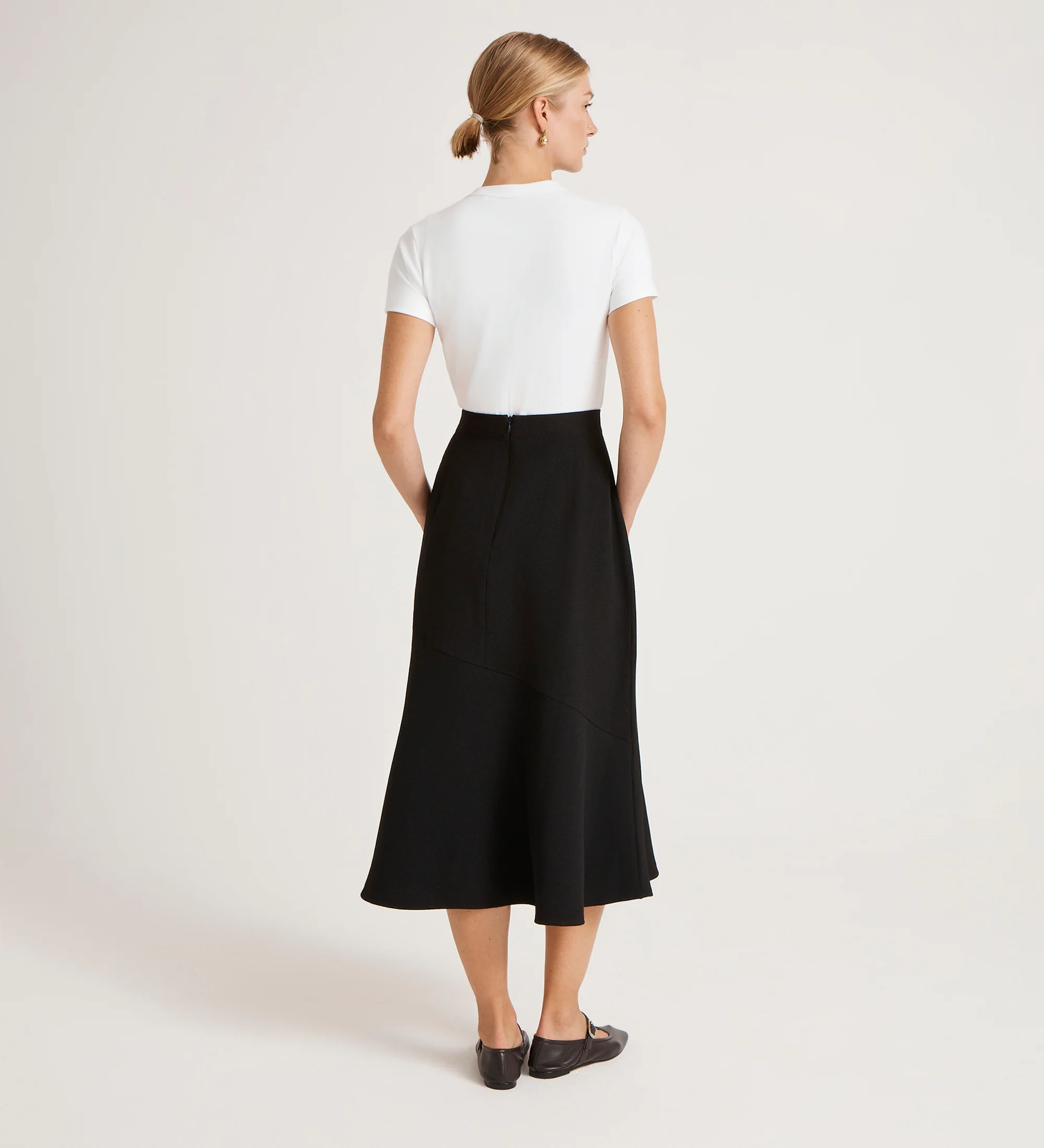 Gracie Black Rich Crepe Midi Skirt - Image 4