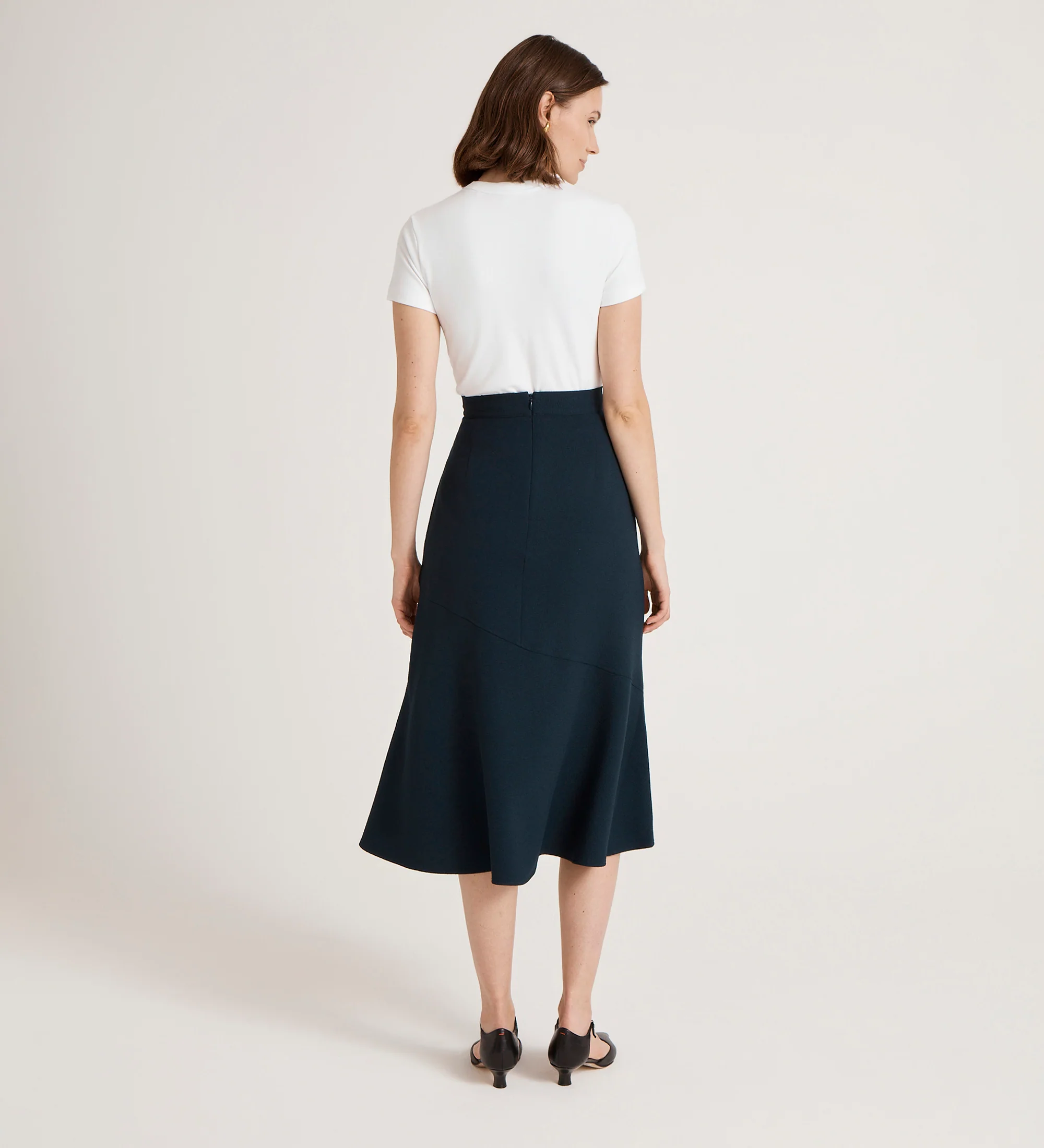 Gracie Navy Rich Crepe Midi Skirt - Image 5