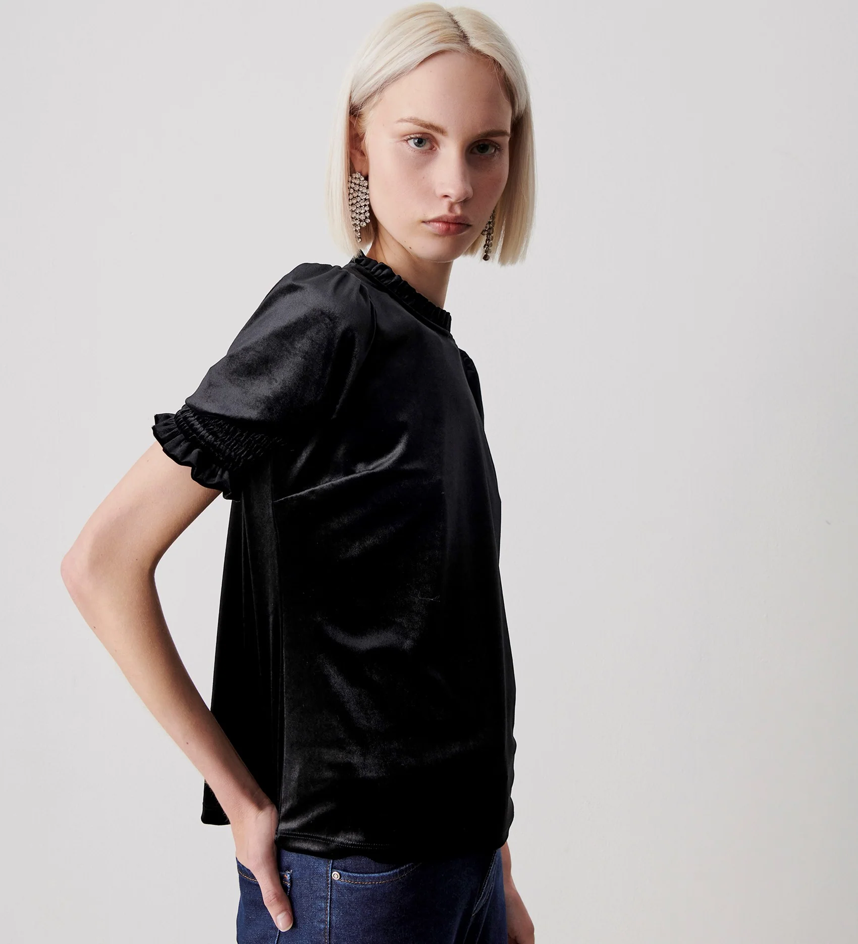 Greta Black Velvet Top - Image 3
