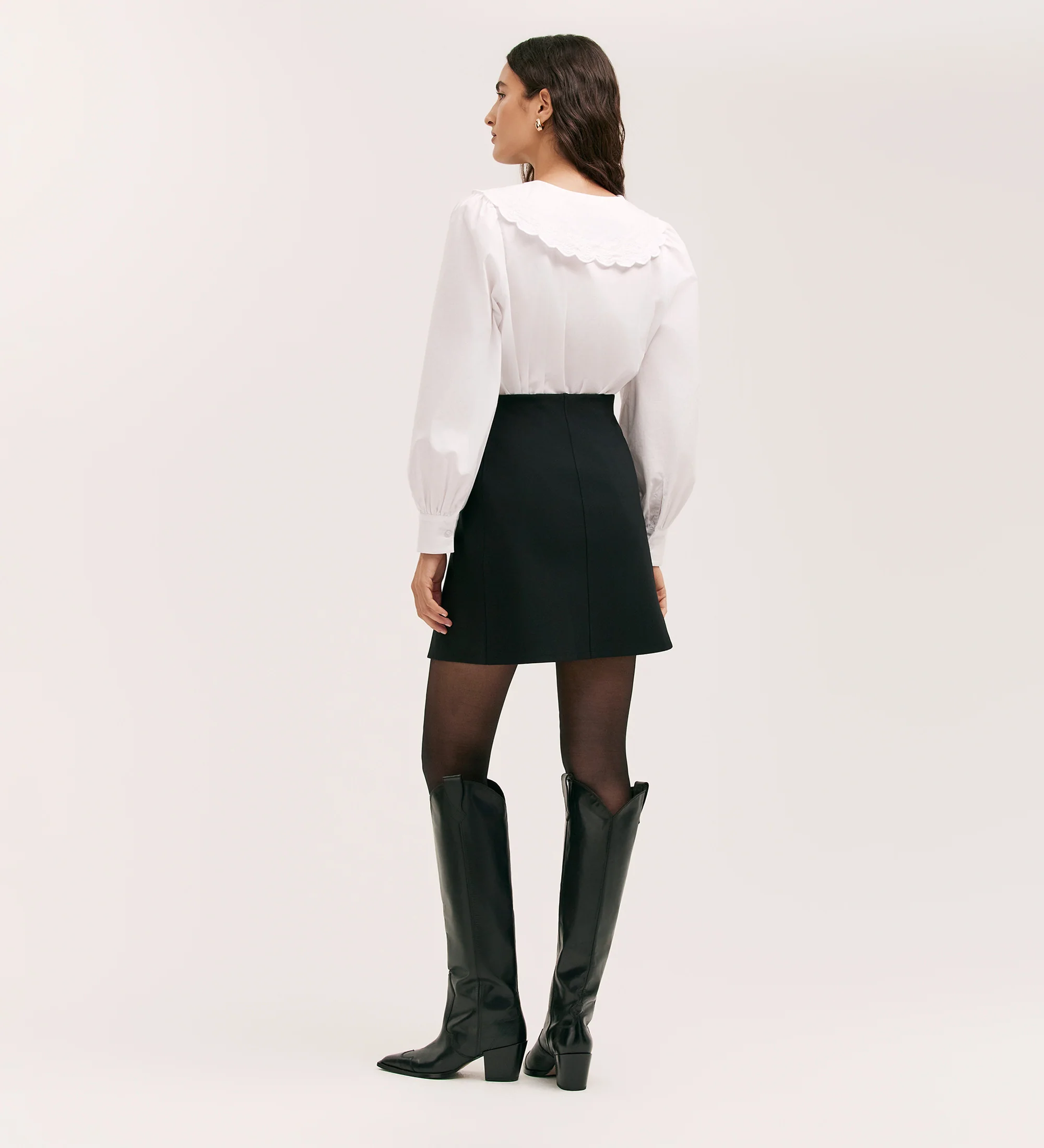 Helia Black Ponte Jersey Mini Skirt - Image 4