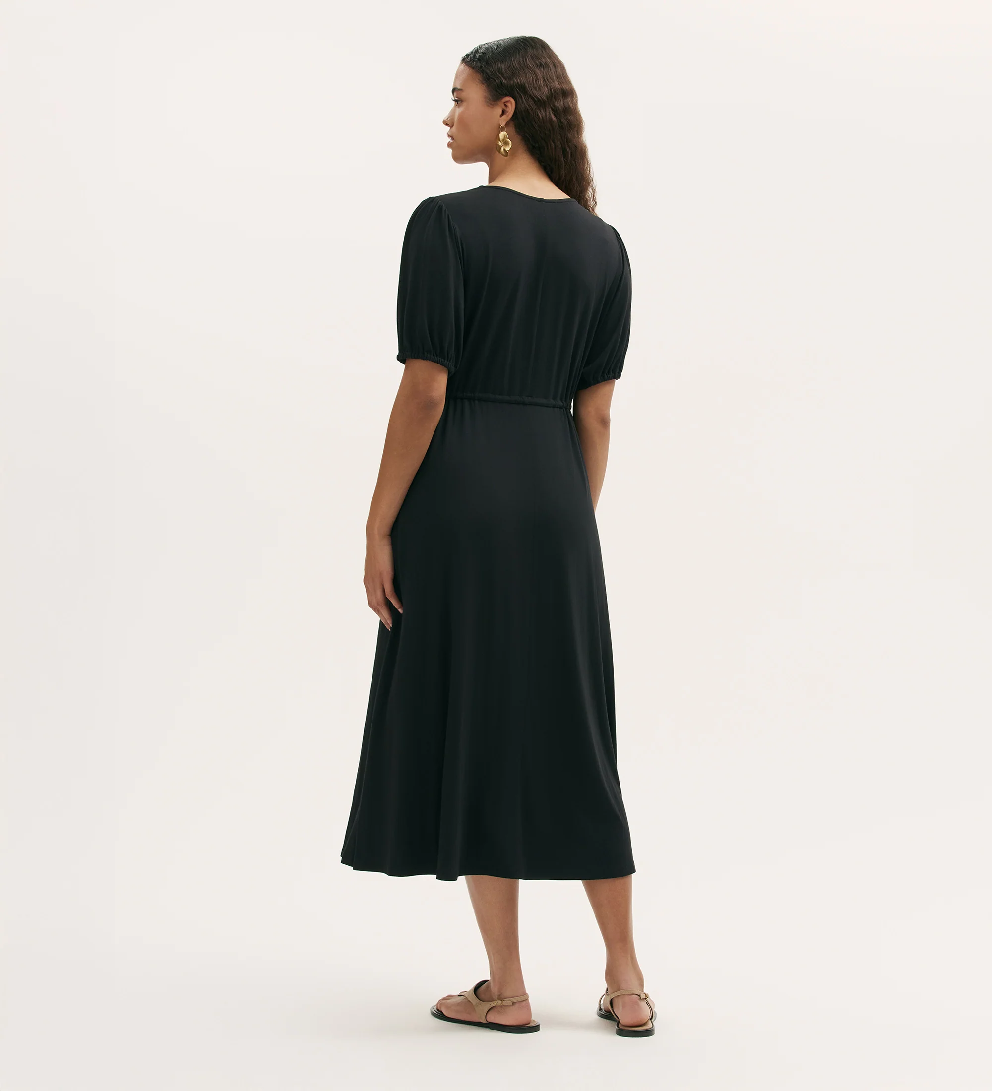 Hessa Black Jersey Midi Dress - Image 4
