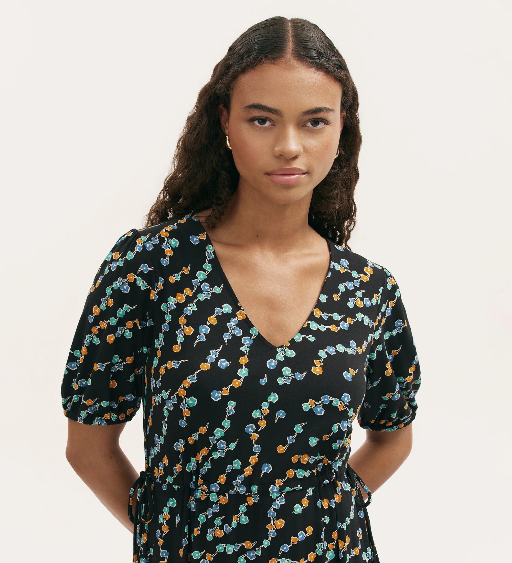 Hessa Black Rose Bud Jersey Midi Dress - Image 2