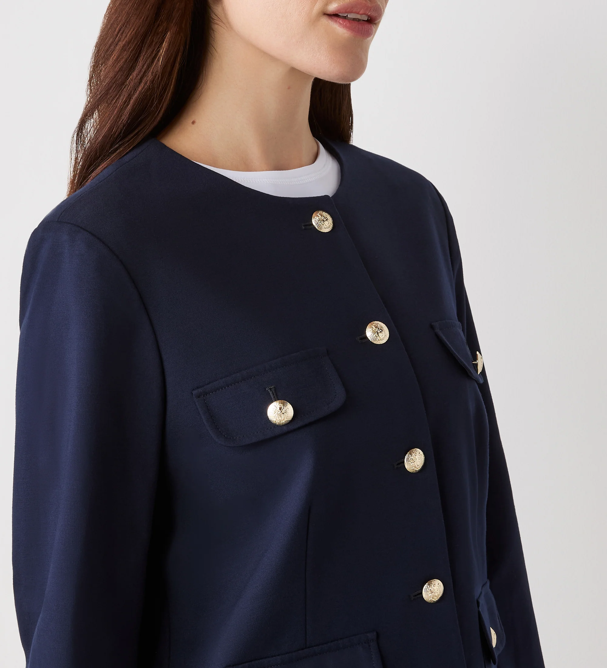 Imogen Navy Ponte Jersey Jacket - Image 3