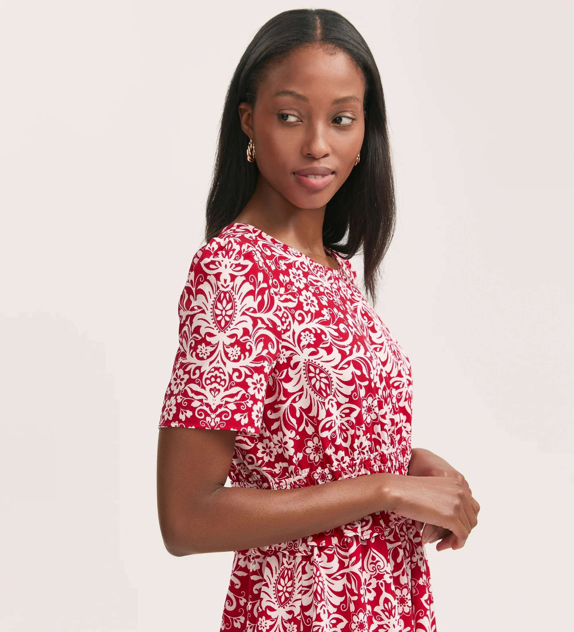 Irini Red Paisley Crepe Midi Dress - Image 2