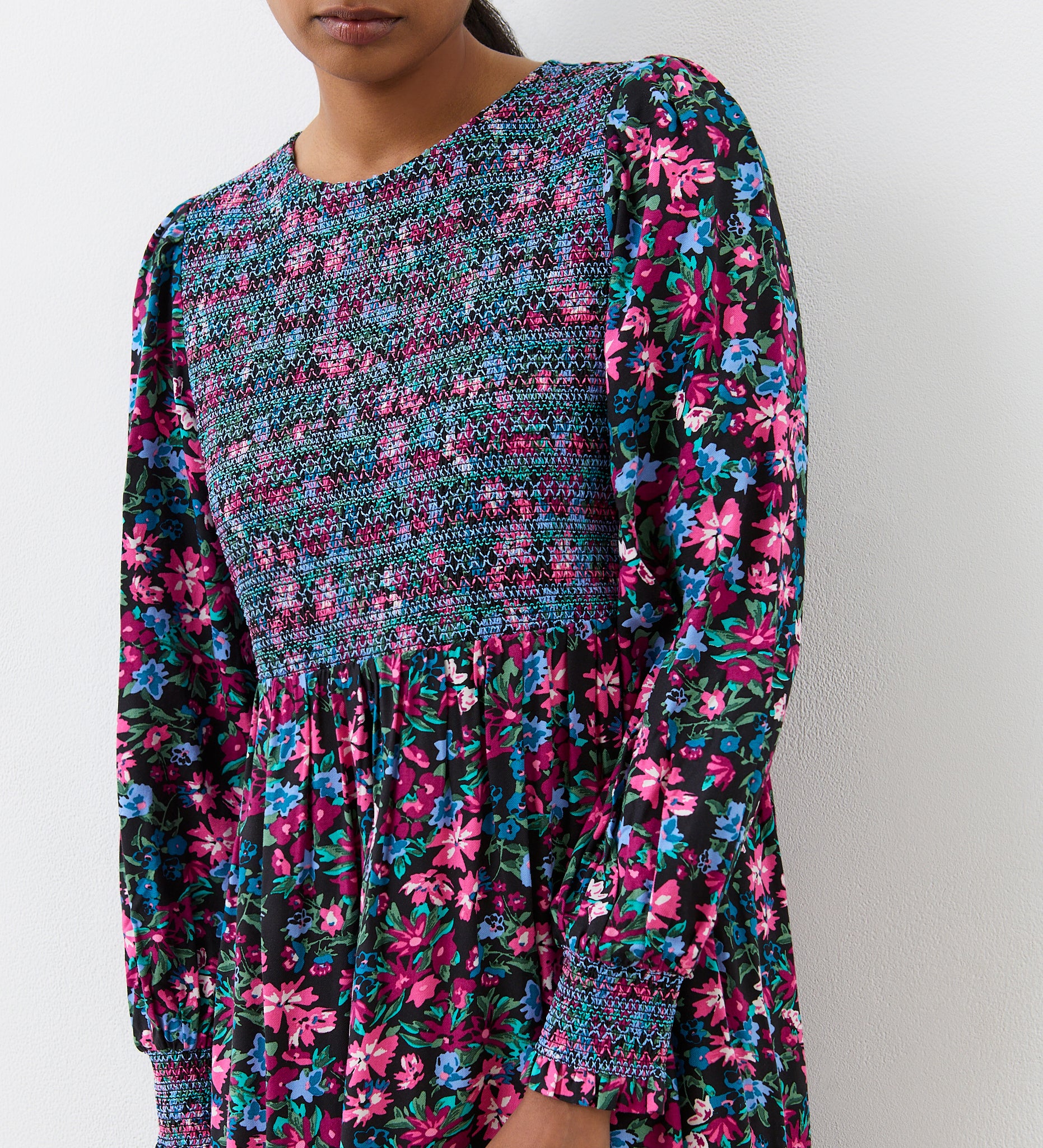 Isha Pink Floral Midi Dress - Image 3
