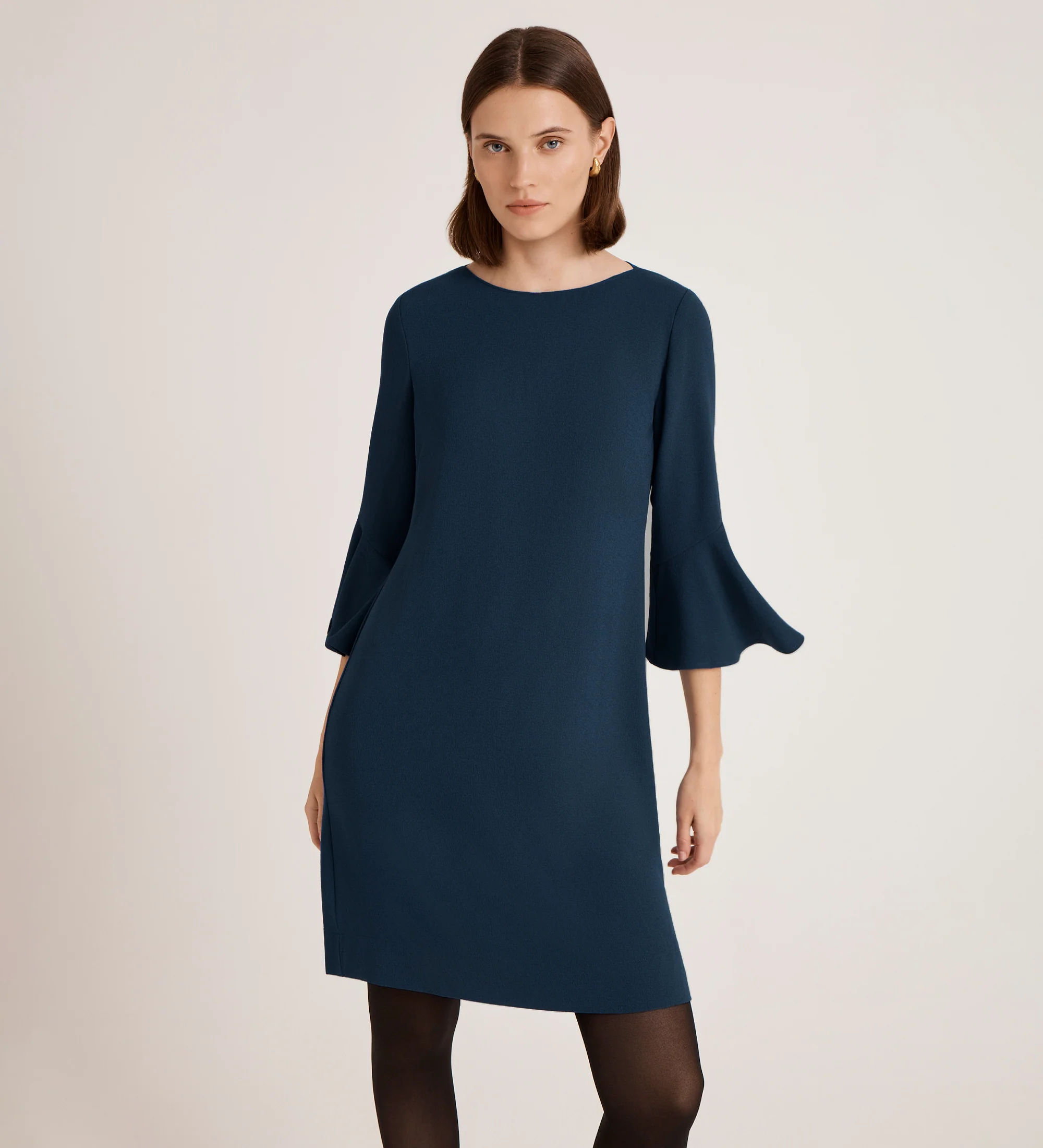 Izzy Navy Crepe Knee Length Dress - Image 2
