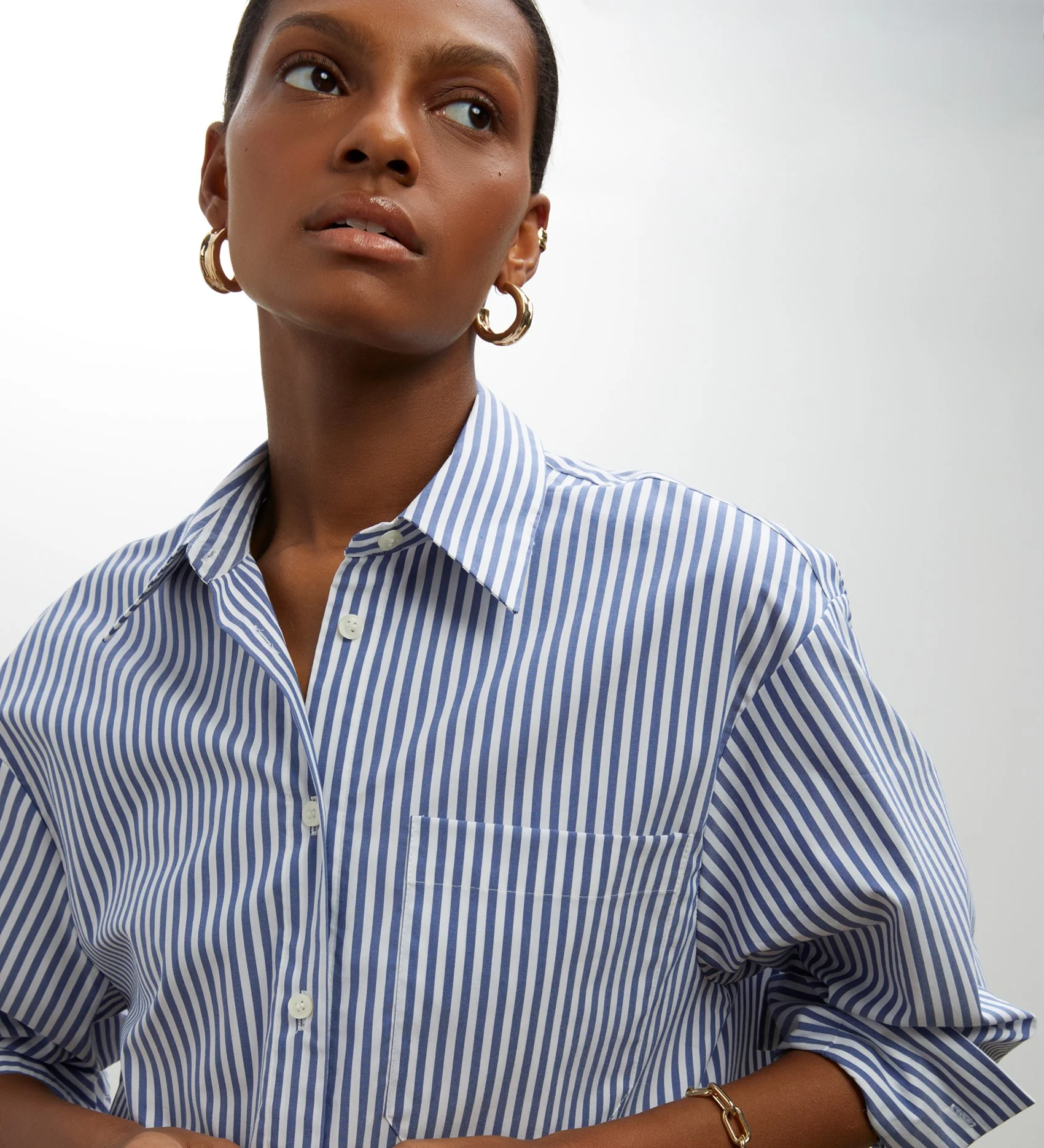 Jake Navy Stripe Boyfriend Shirt - Image 2