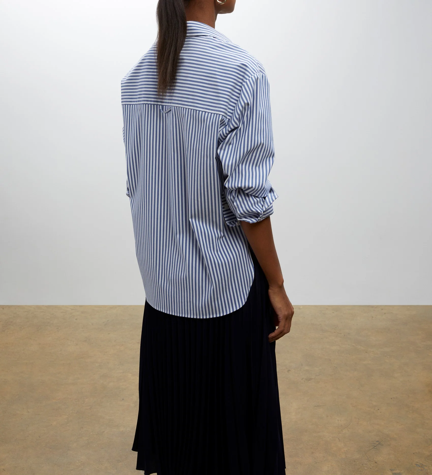 Jake Navy Stripe Boyfriend Shirt - Image 3