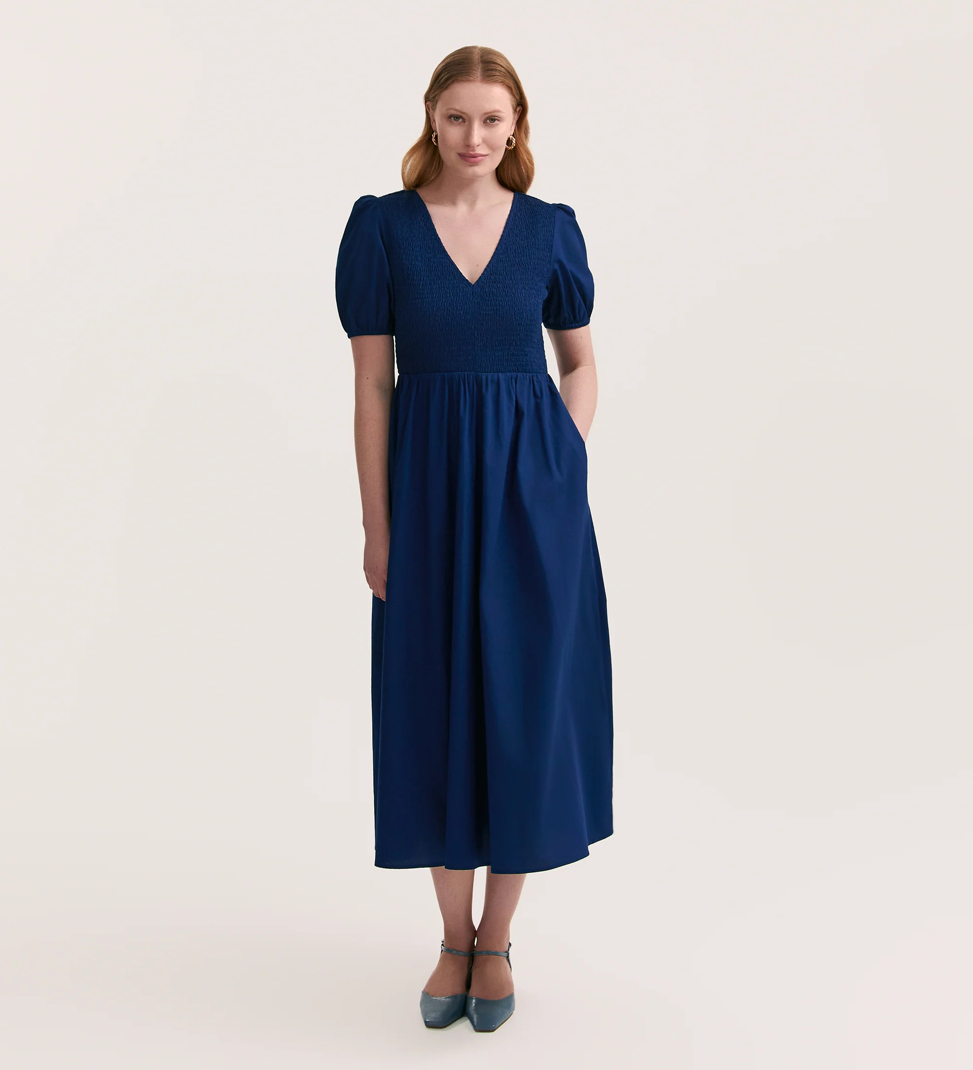 Jamilla Indigo Cotton Midi Dress - Image 3