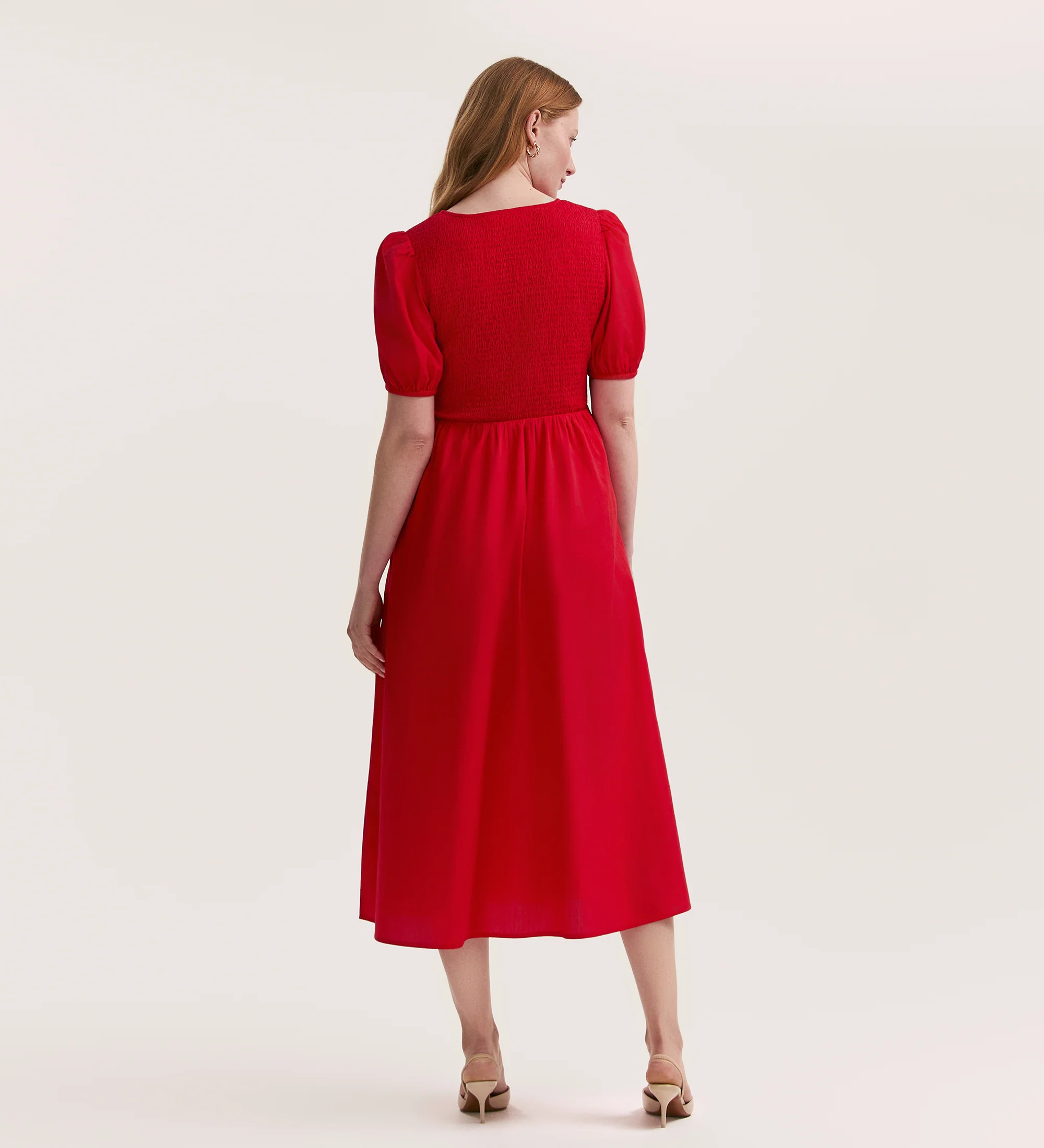 Jamilla Red Cotton Midi Dress - Image 4