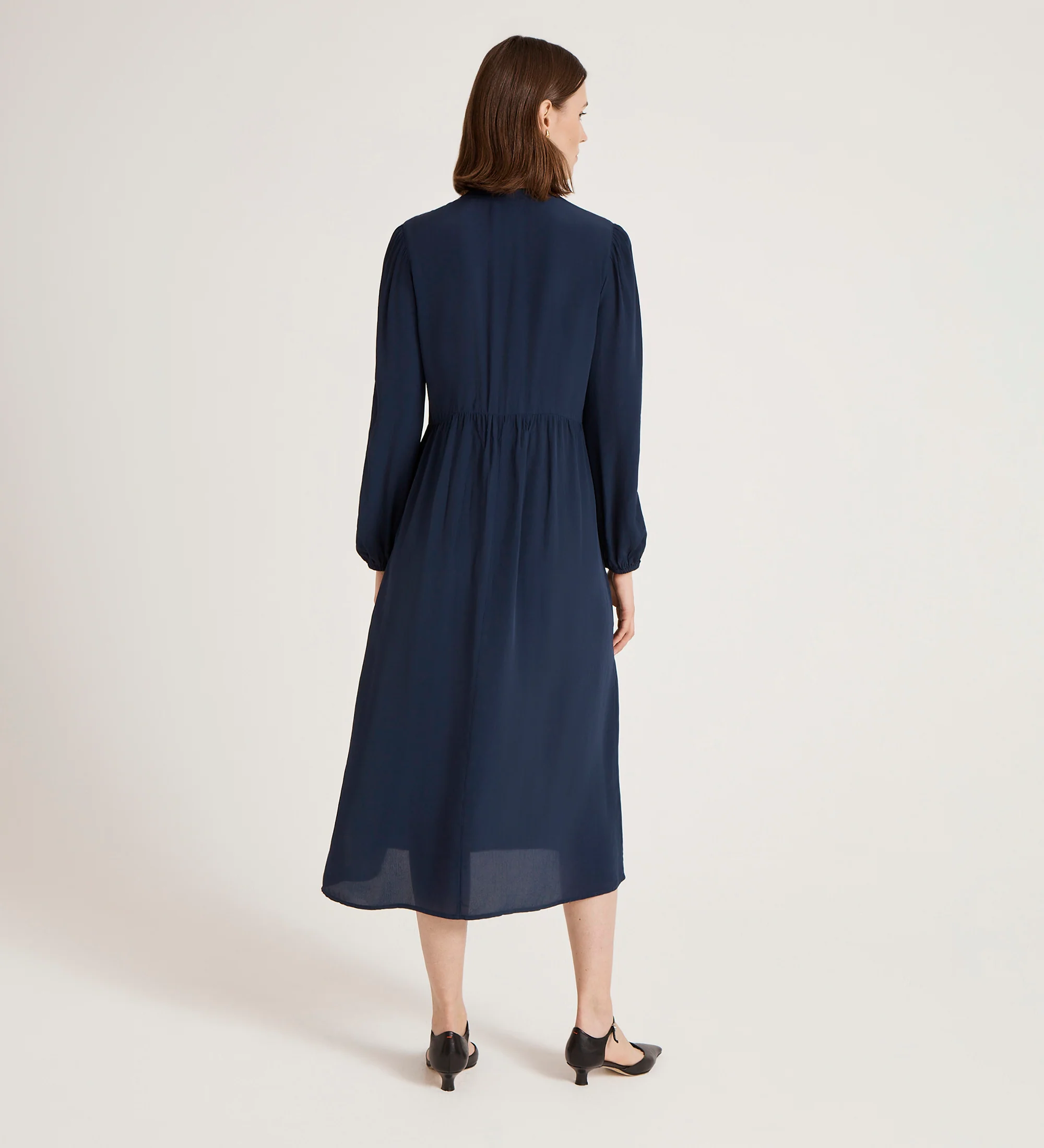 Jasmine Navy Lace Trim Crepe Midi Dress - Image 5