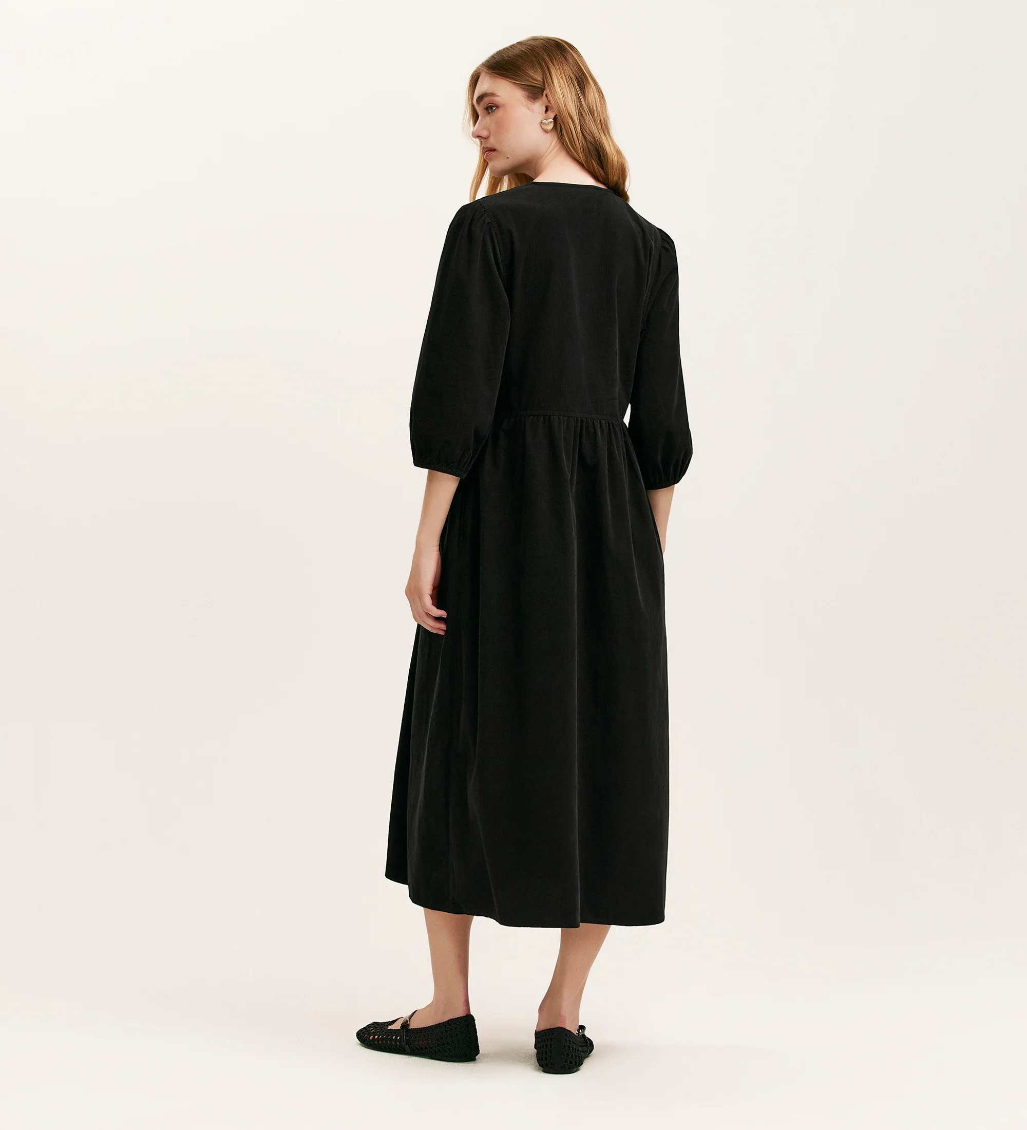 Jaz Black Corduroy Midi Dress - Image 4