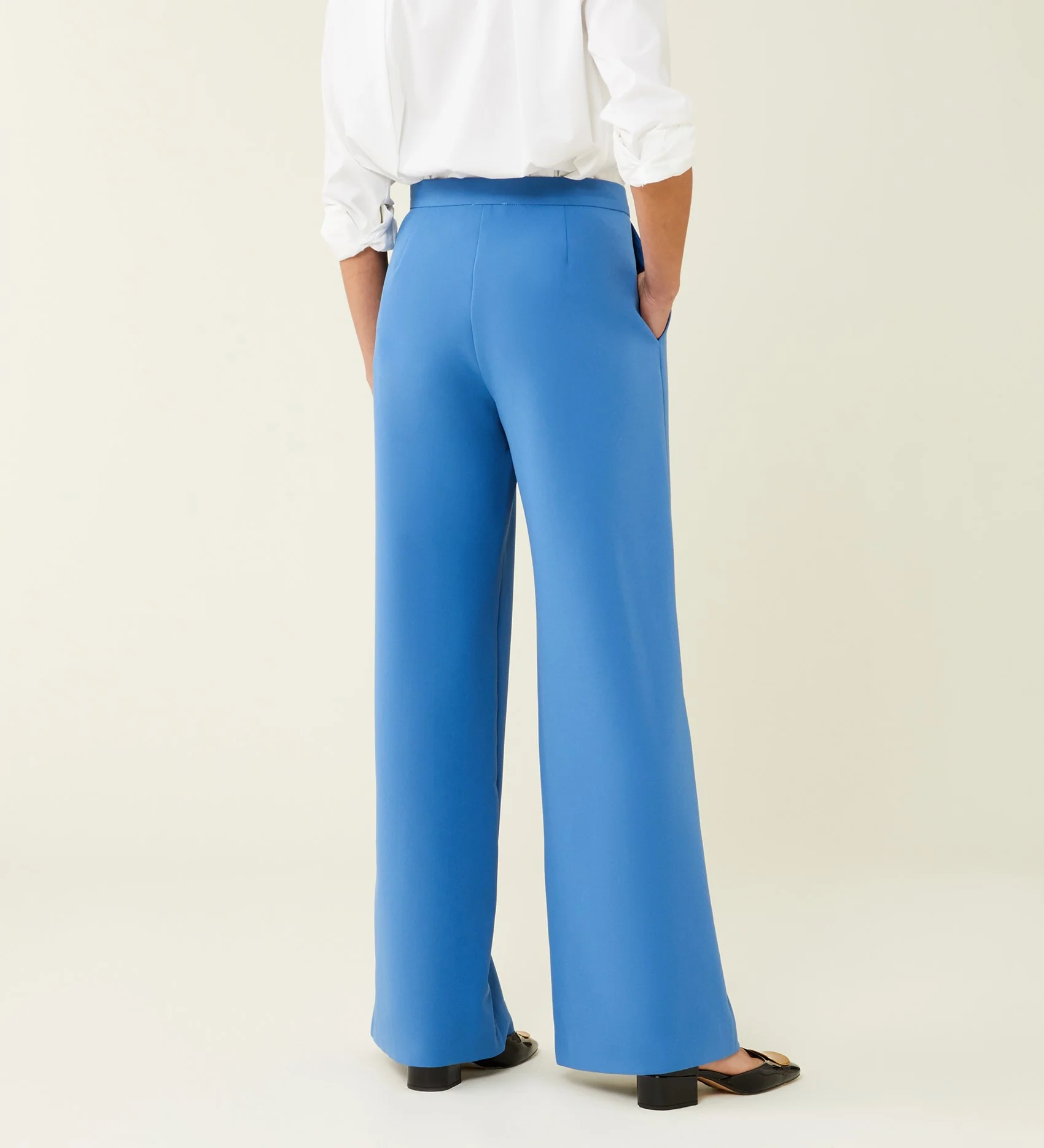 Jeanne Cornflower Blue Wide Leg Trousers - Image 4