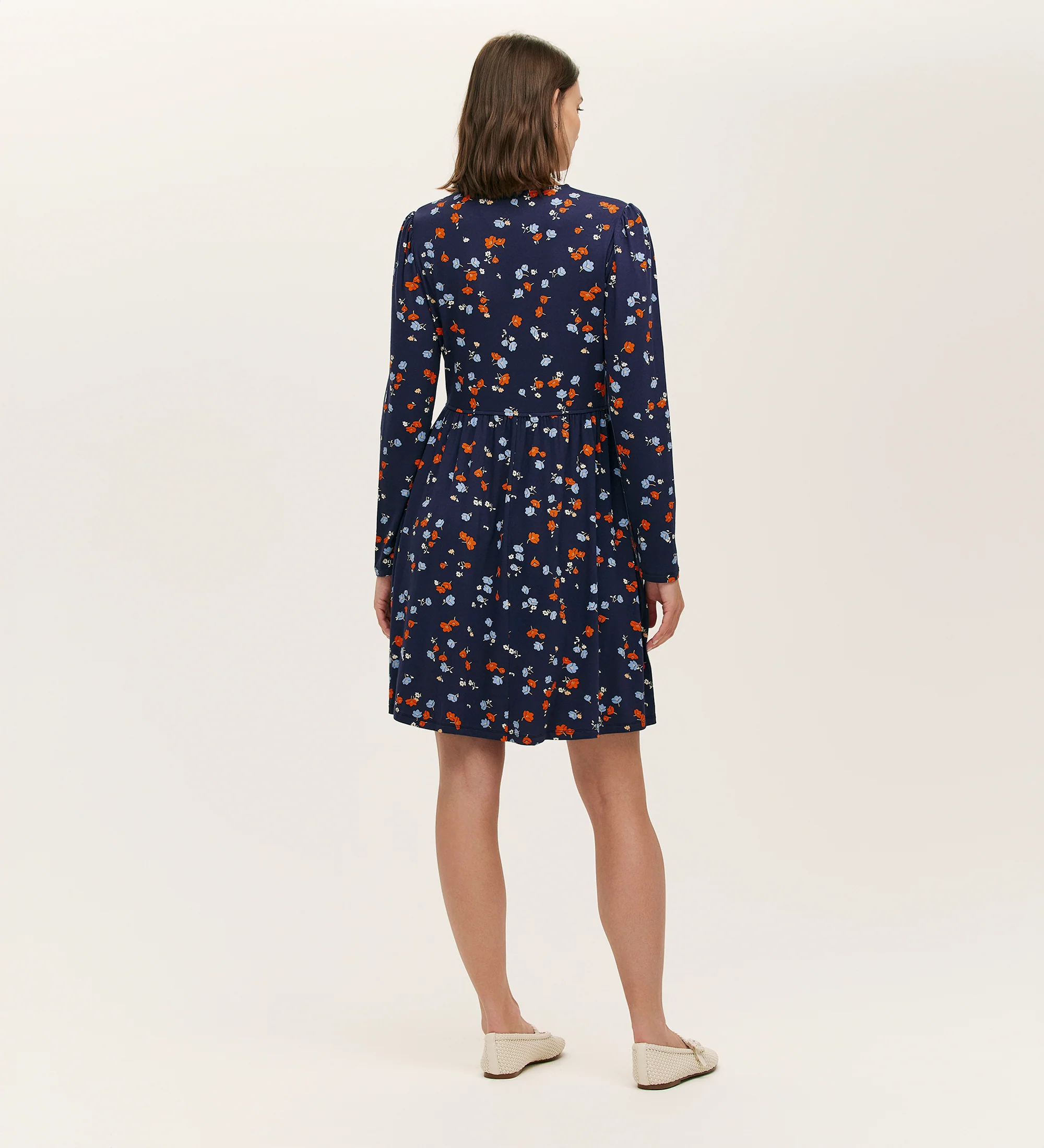 Joanne Navy Ditsy Jersey Short Dress - Image 4