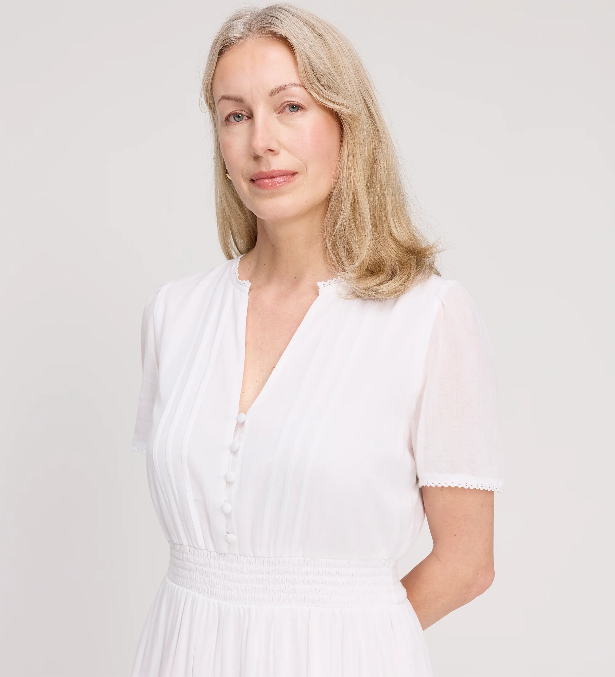 Juniper White Cotton Lace Tiered Midi Dress - Image 5