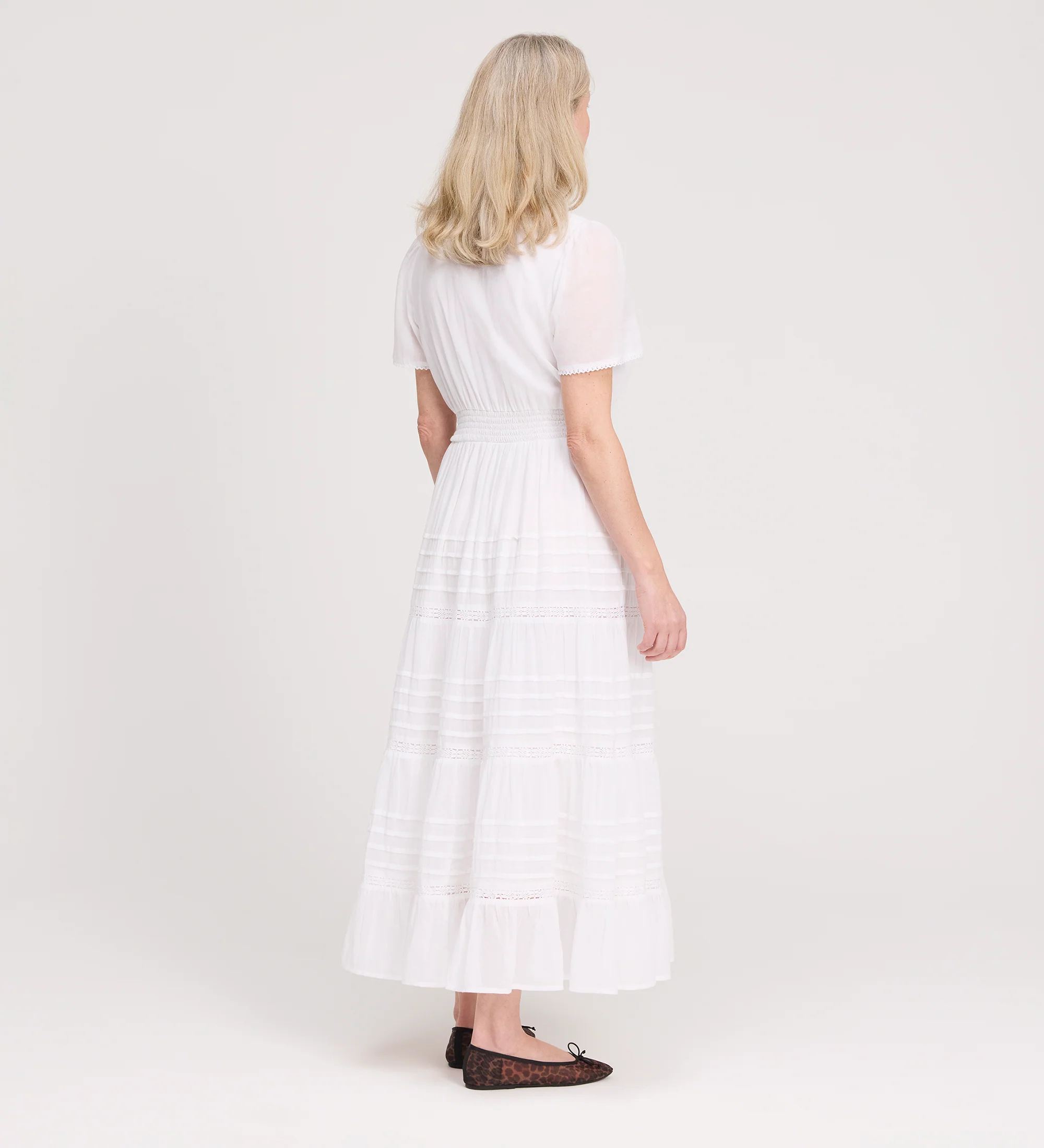 Juniper White Cotton Lace Tiered Midi Dress - Image 7