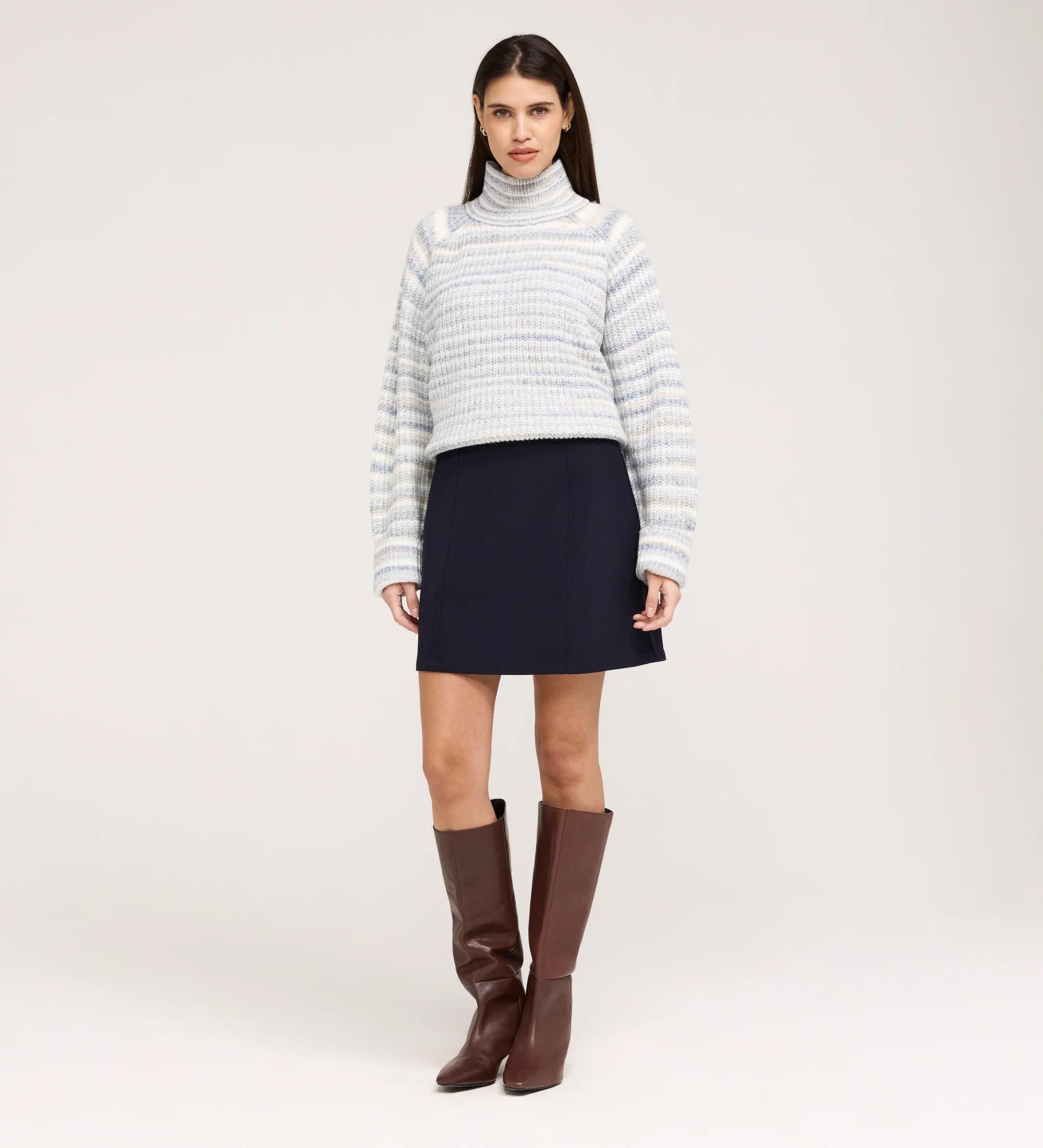 Kade Navy A-line Gaberdine Twill Mini Skirt - Image 4