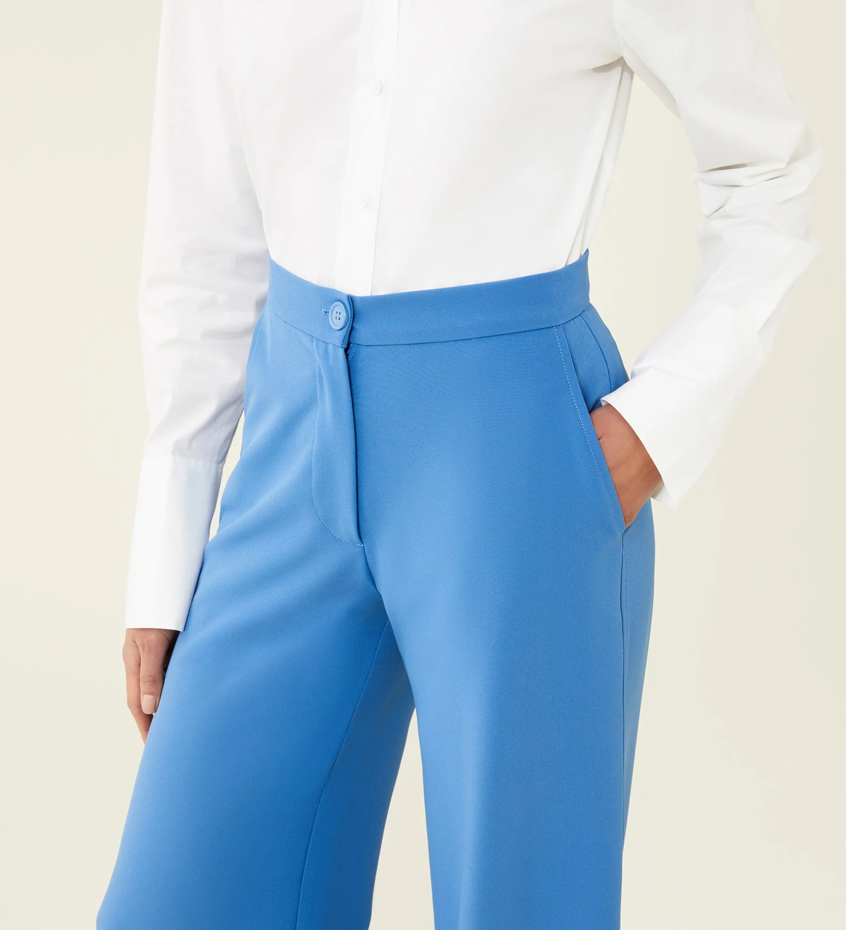 Kaden Cornflower Blue Wide Leg Trousers - Image 3