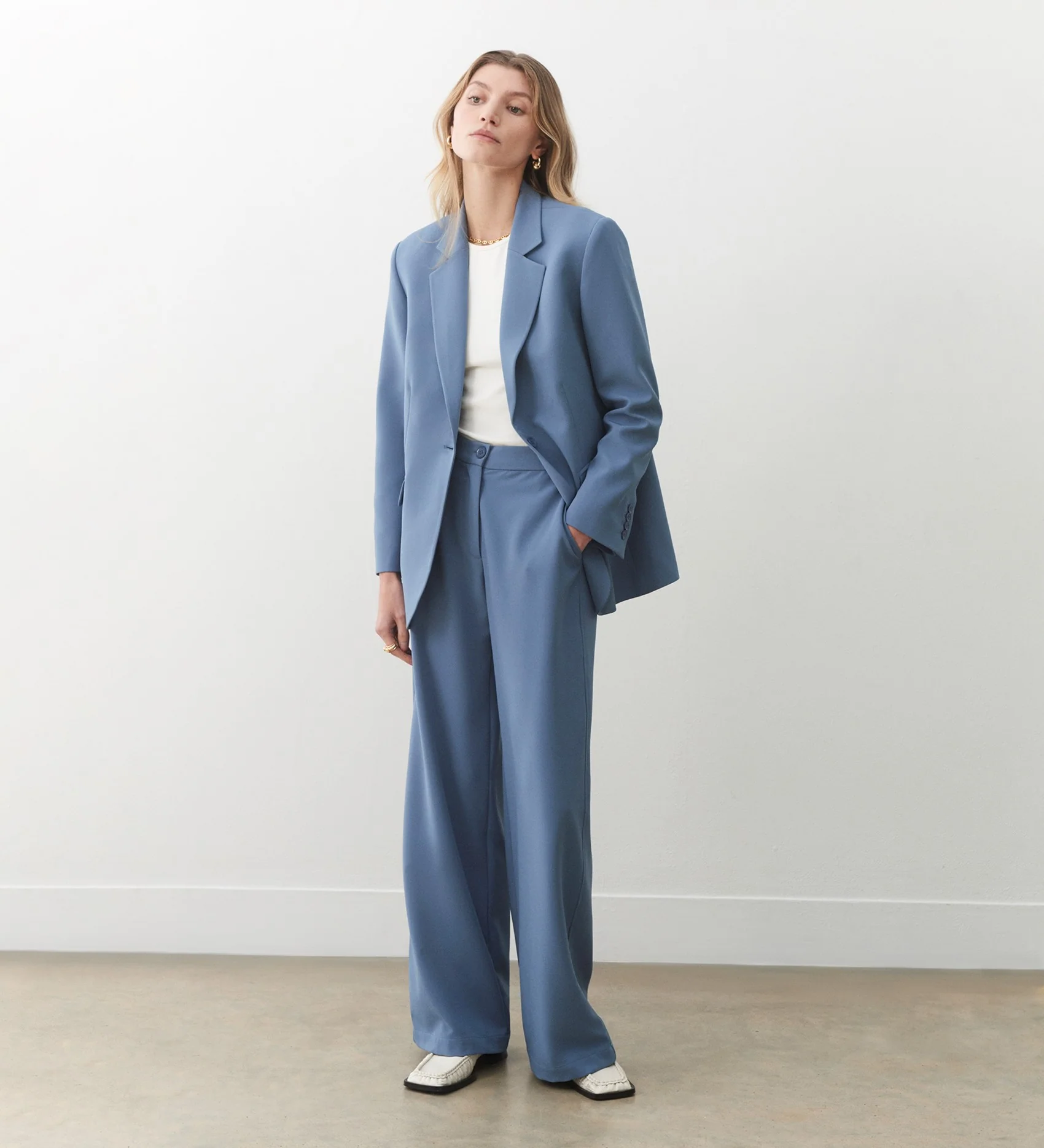 Kaden Blue Wide Leg Trousers - Image 2