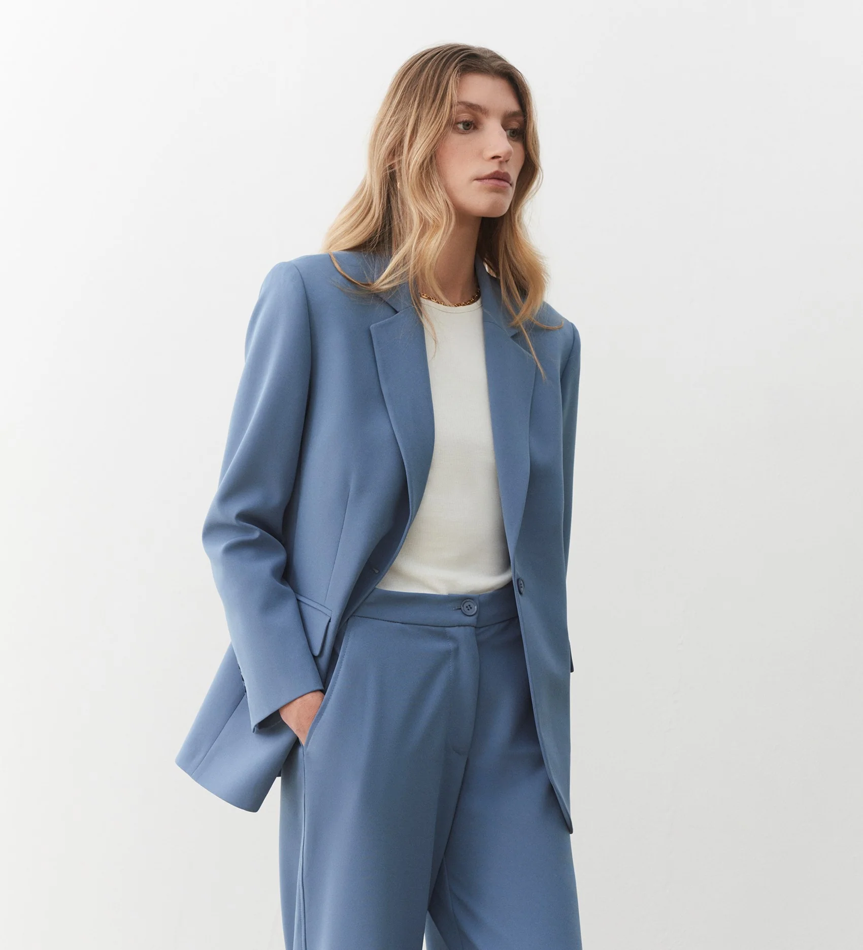 Kaden Blue Wide Leg Trousers - Image 3