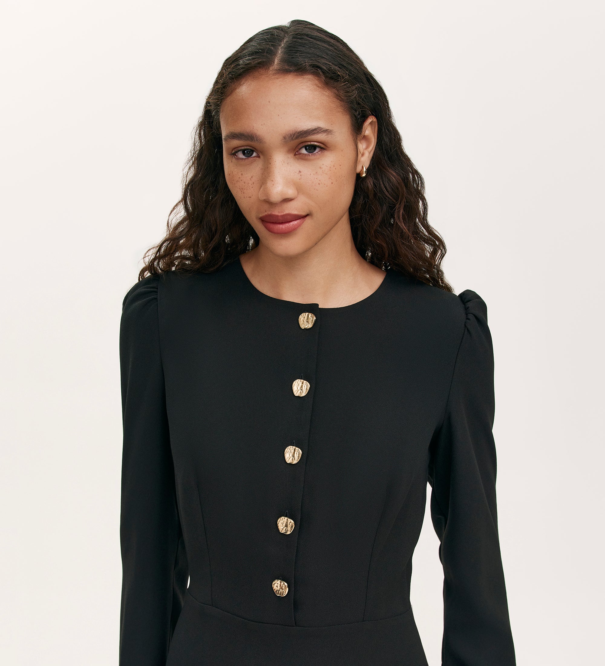 Kadie Black Crepe Short Dress - Image 2