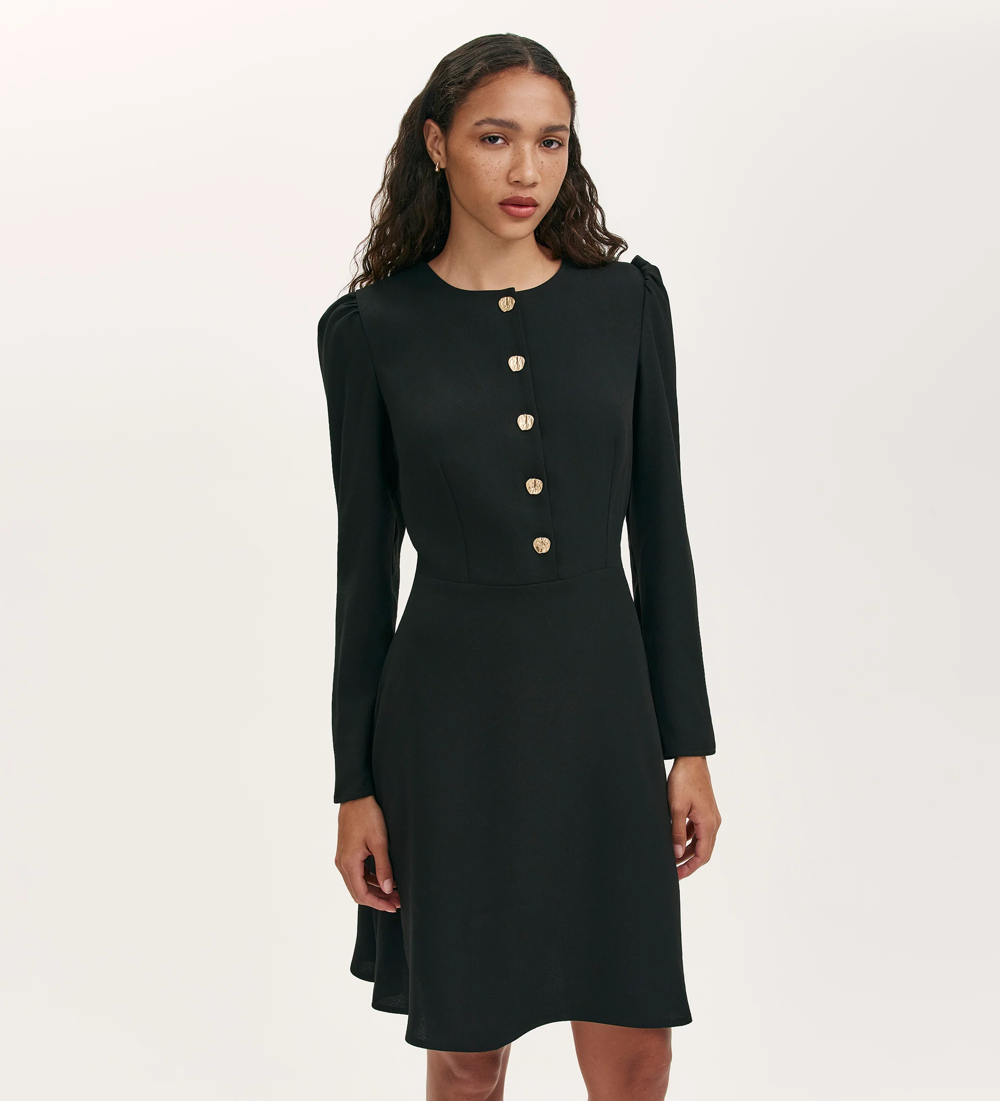 Kadie Black Crepe Short Dress - Image 3