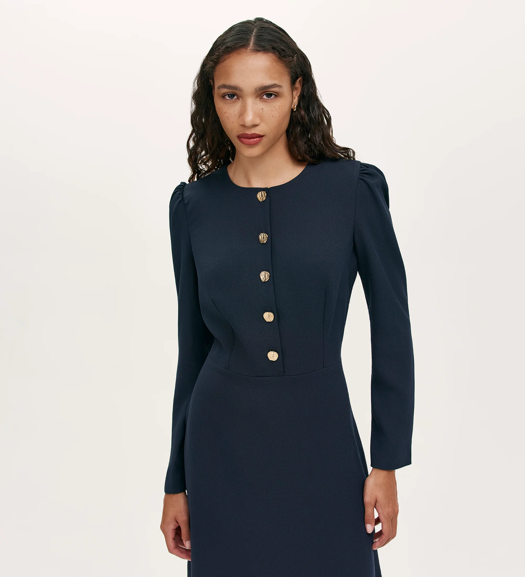 Kadie Navy Crepe Short Dress - Image 3