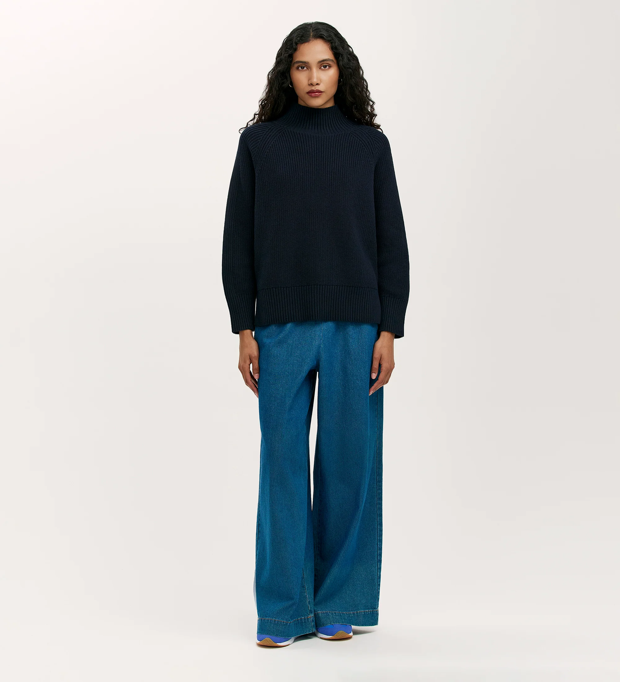 Kaela Navy High Neck Jumper - Image 2